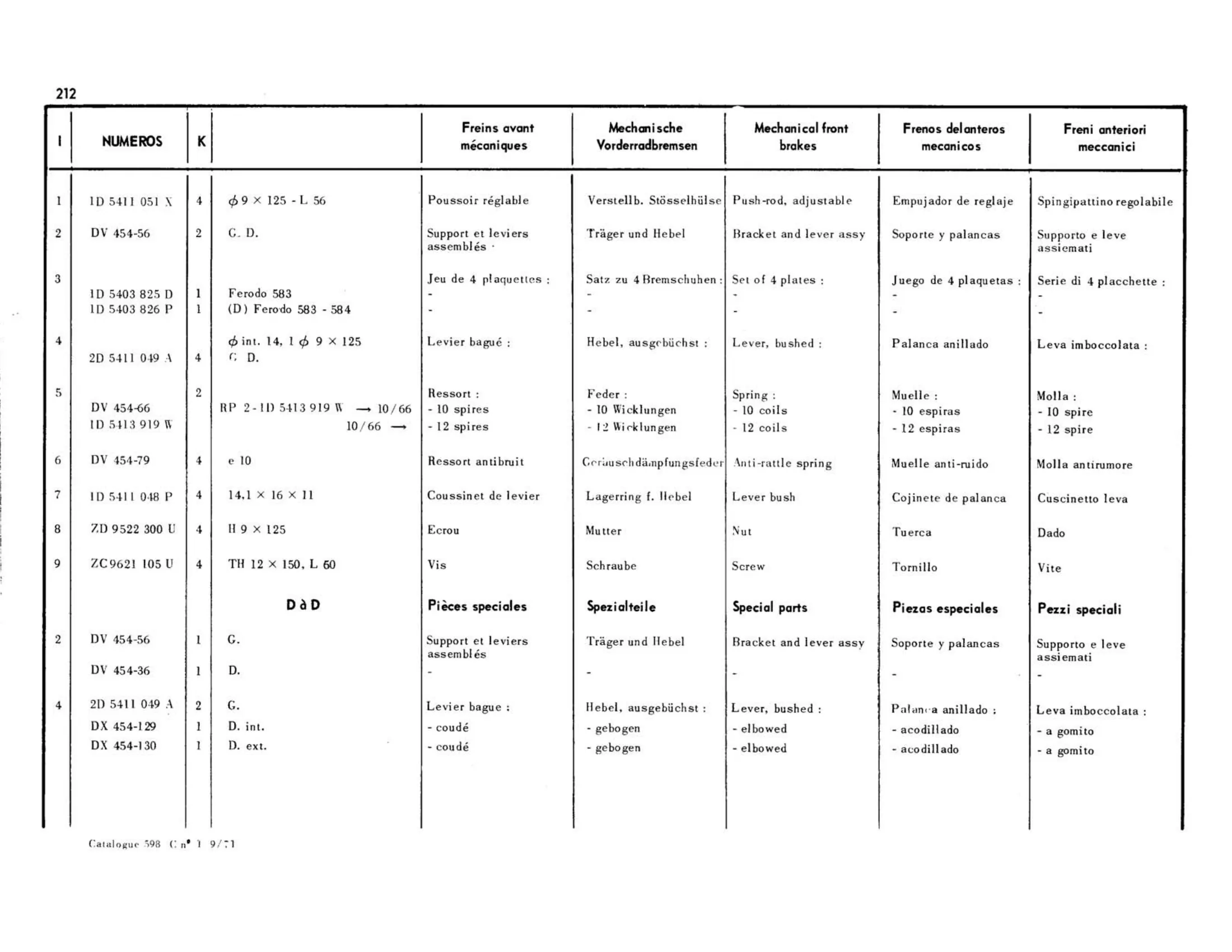 Front brakes / Hydraulic, page 196 of 344 — 598 Parts Catalogue — Volume I