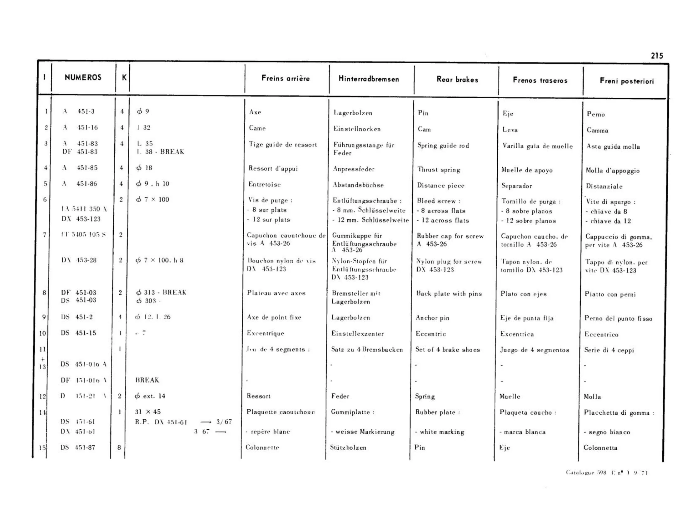 Mechanical, page 198 of 344 — 598 Parts Catalogue — Volume I