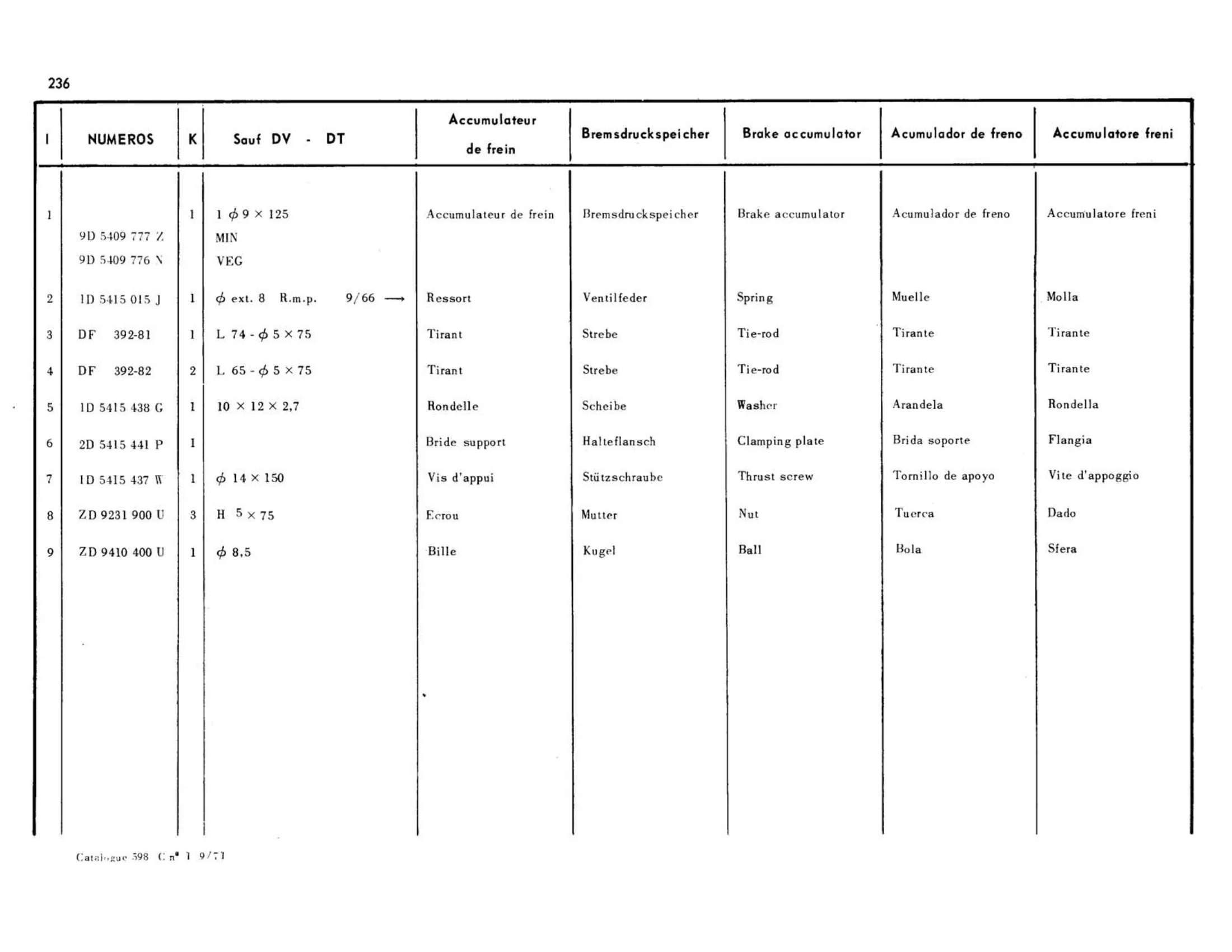 LHM 6/69>, page 213 of 344 — 598 Parts Catalogue — Volume I