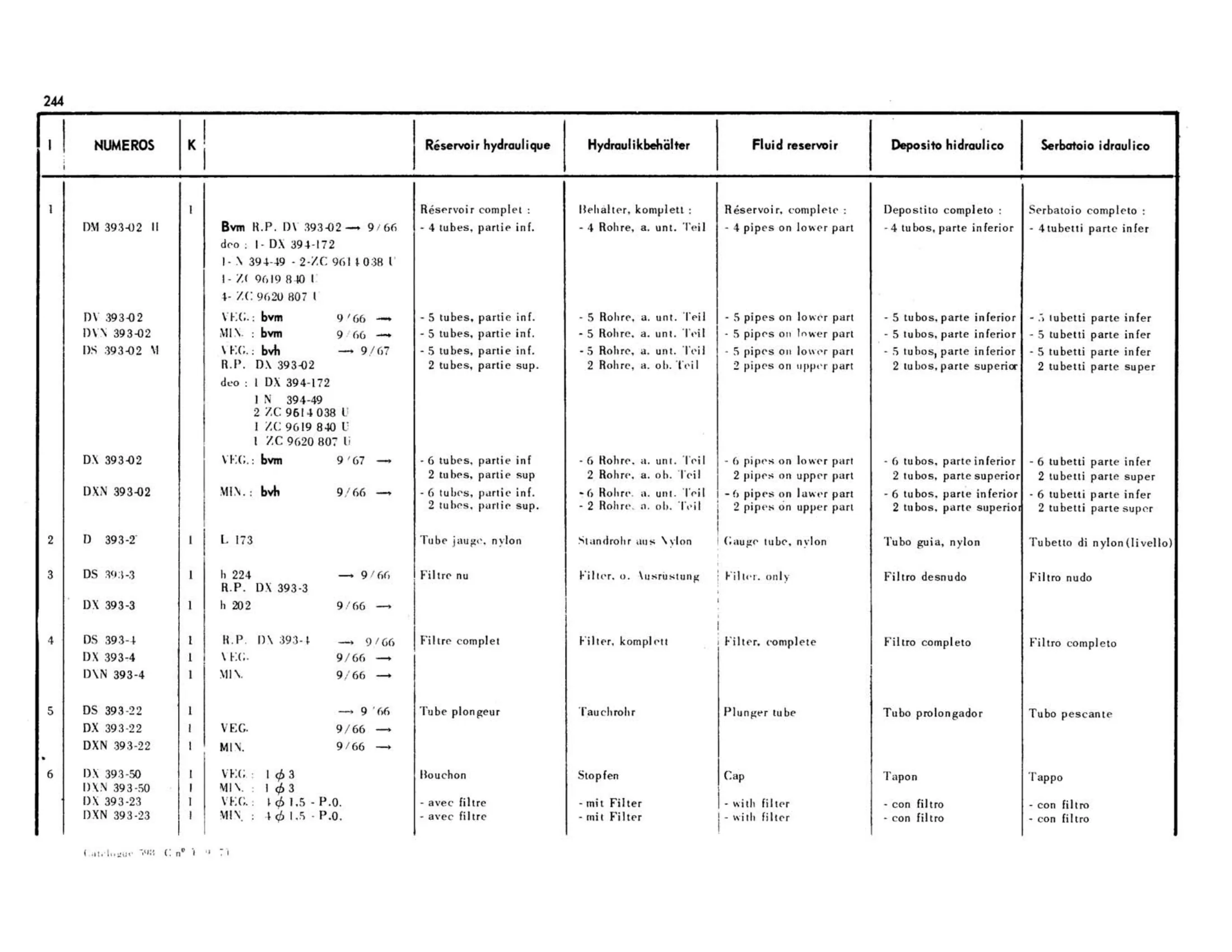 Brake accumulator / Pressure distributor, page 218 of 344 — 598 Parts Catalogue — Volume I