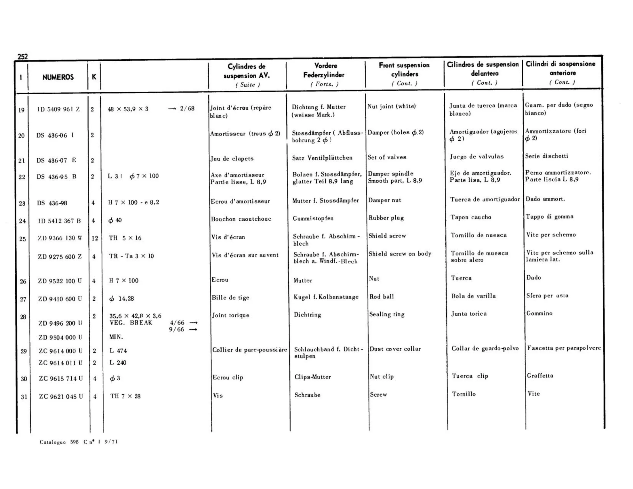 Reservoir, page 223 of 344 — 598 Parts Catalogue — Volume I