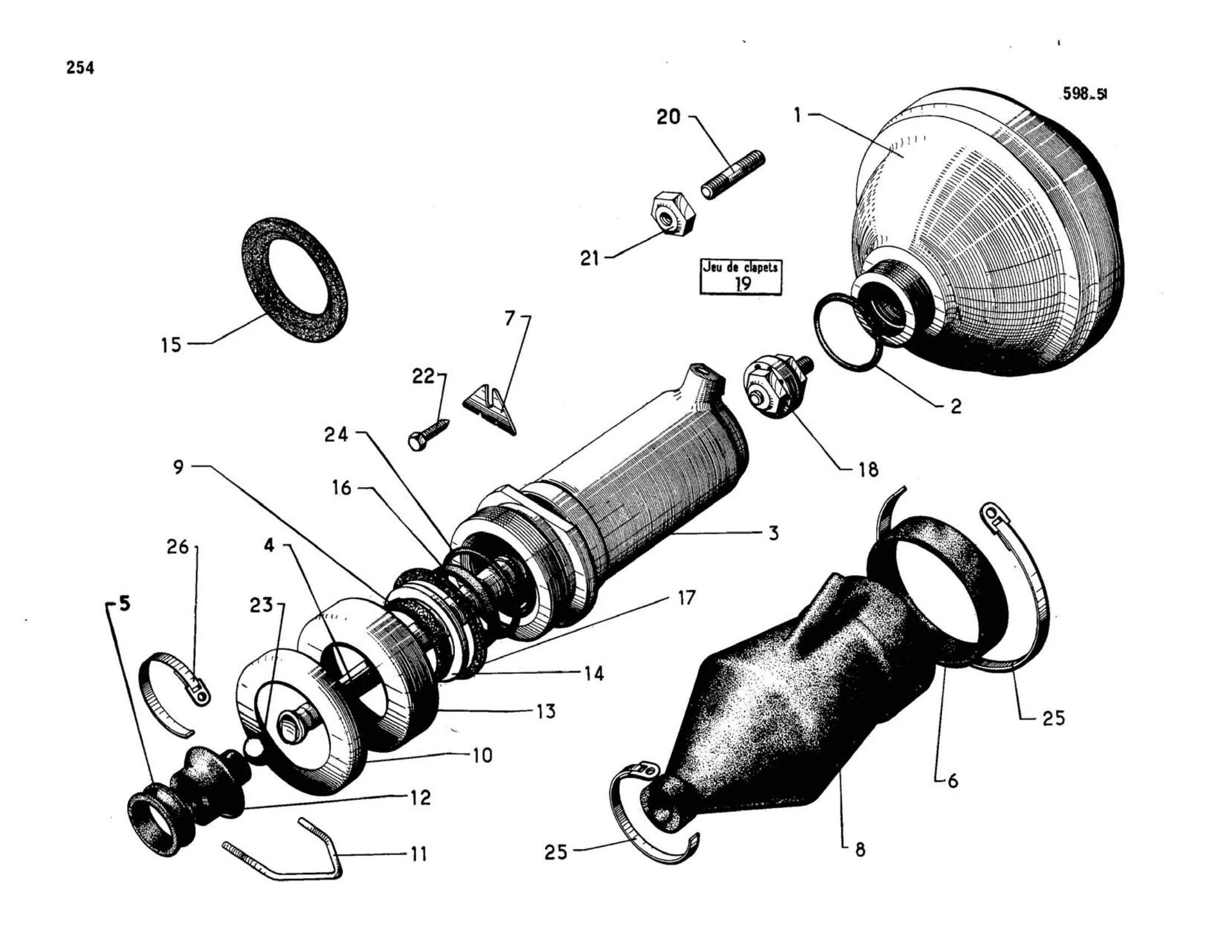 Reservoir, page 224 of 344 — 598 Parts Catalogue — Volume I