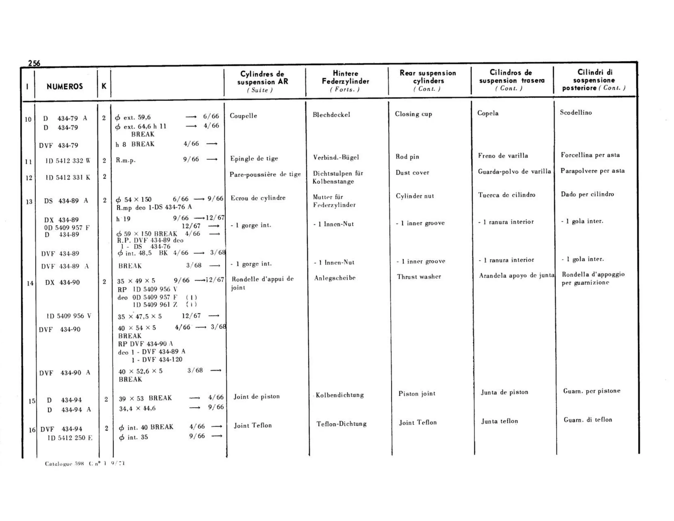 Suspension cylinders / Front, page 226 of 344 — 598 Parts Catalogue — Volume I