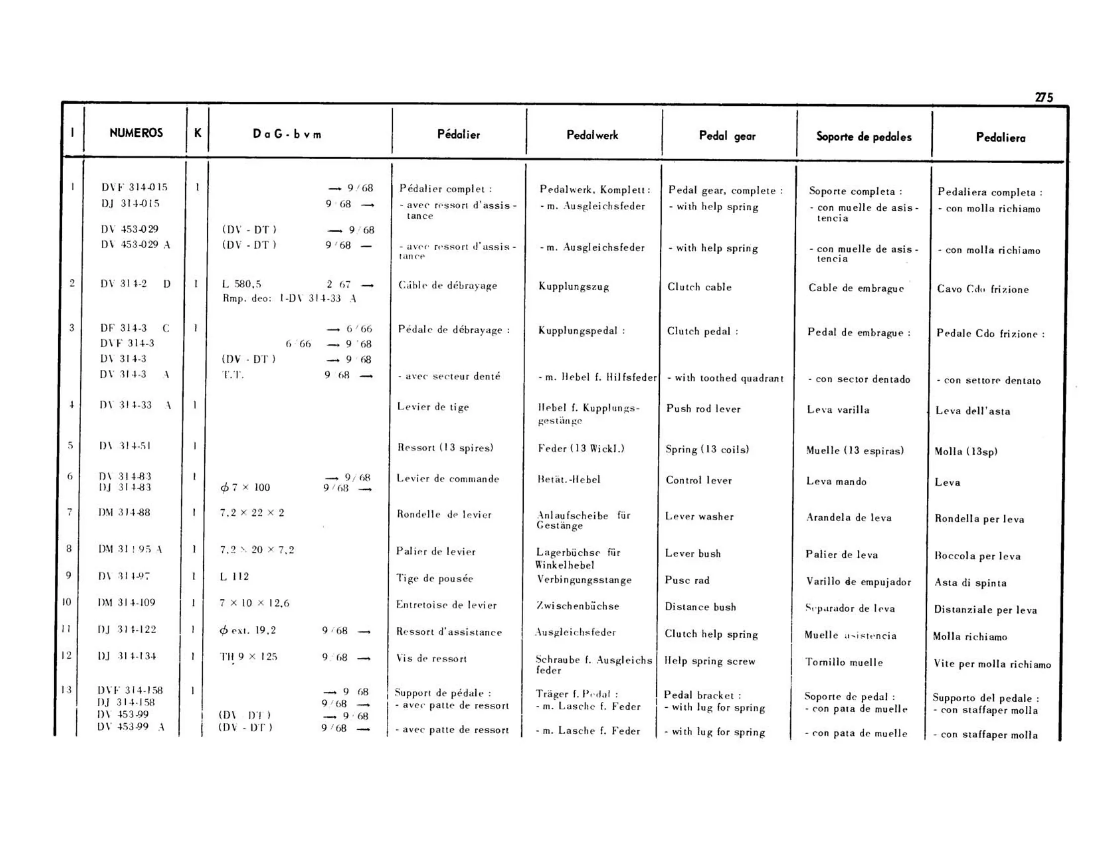 Mechanical brake control / Hand brake, page 239 of 344 — 598 Parts Catalogue — Volume I