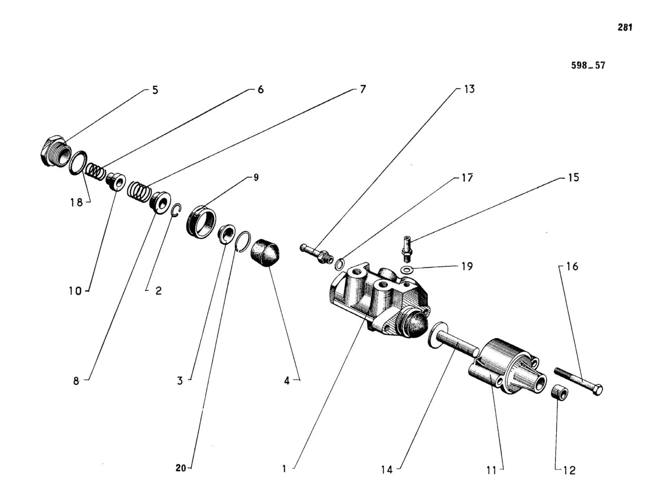 Pedal controls / BVM, left drive, page 243 of 344 — 598 Parts Catalogue — Volume I