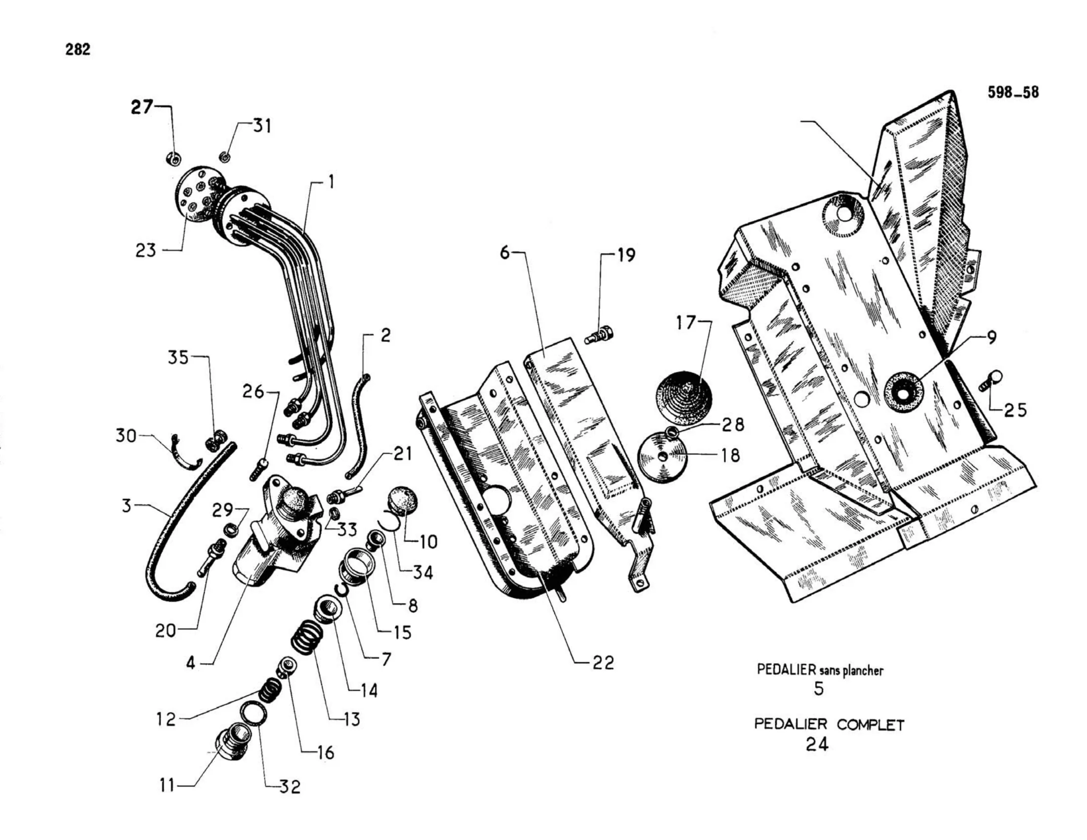 Pedal controls / BVM, left drive, page 245 of 344 — 598 Parts Catalogue — Volume I