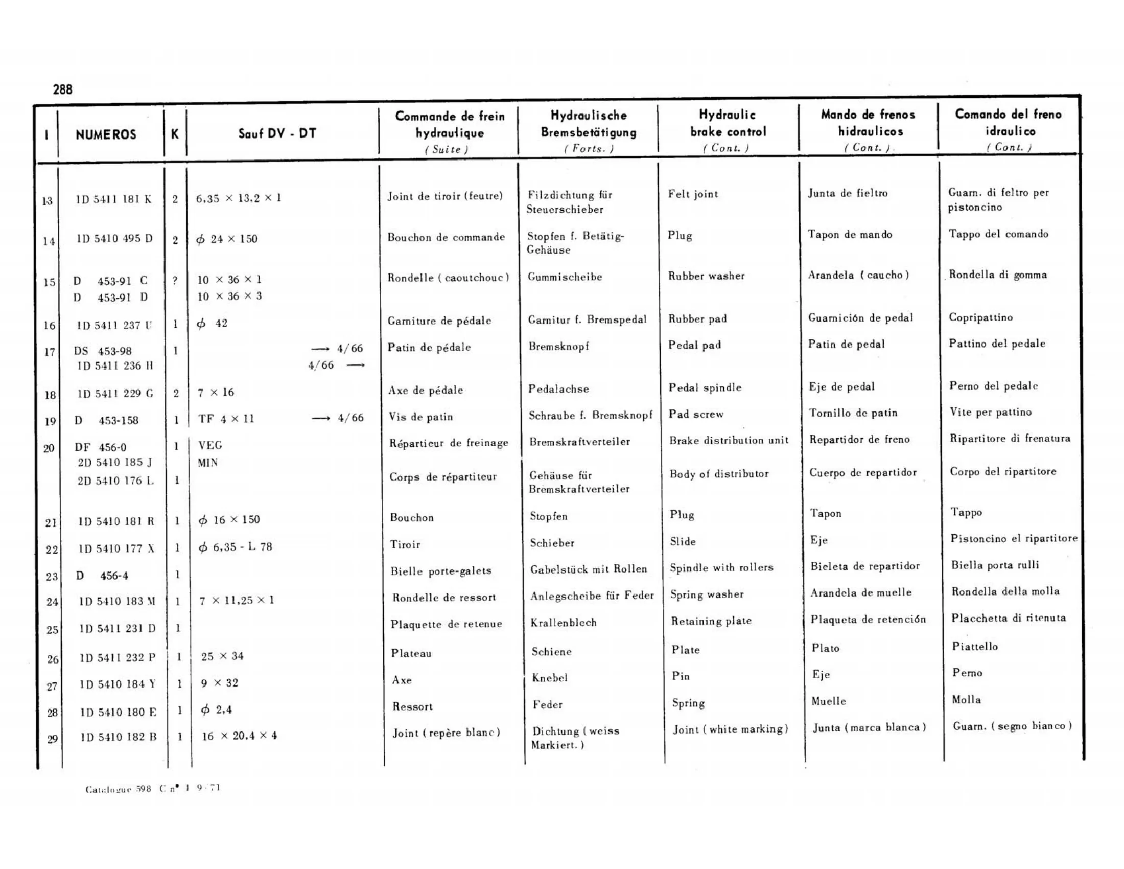 DV-DT Right drive mount, page 250 of 344 — 598 Parts Catalogue — Volume I