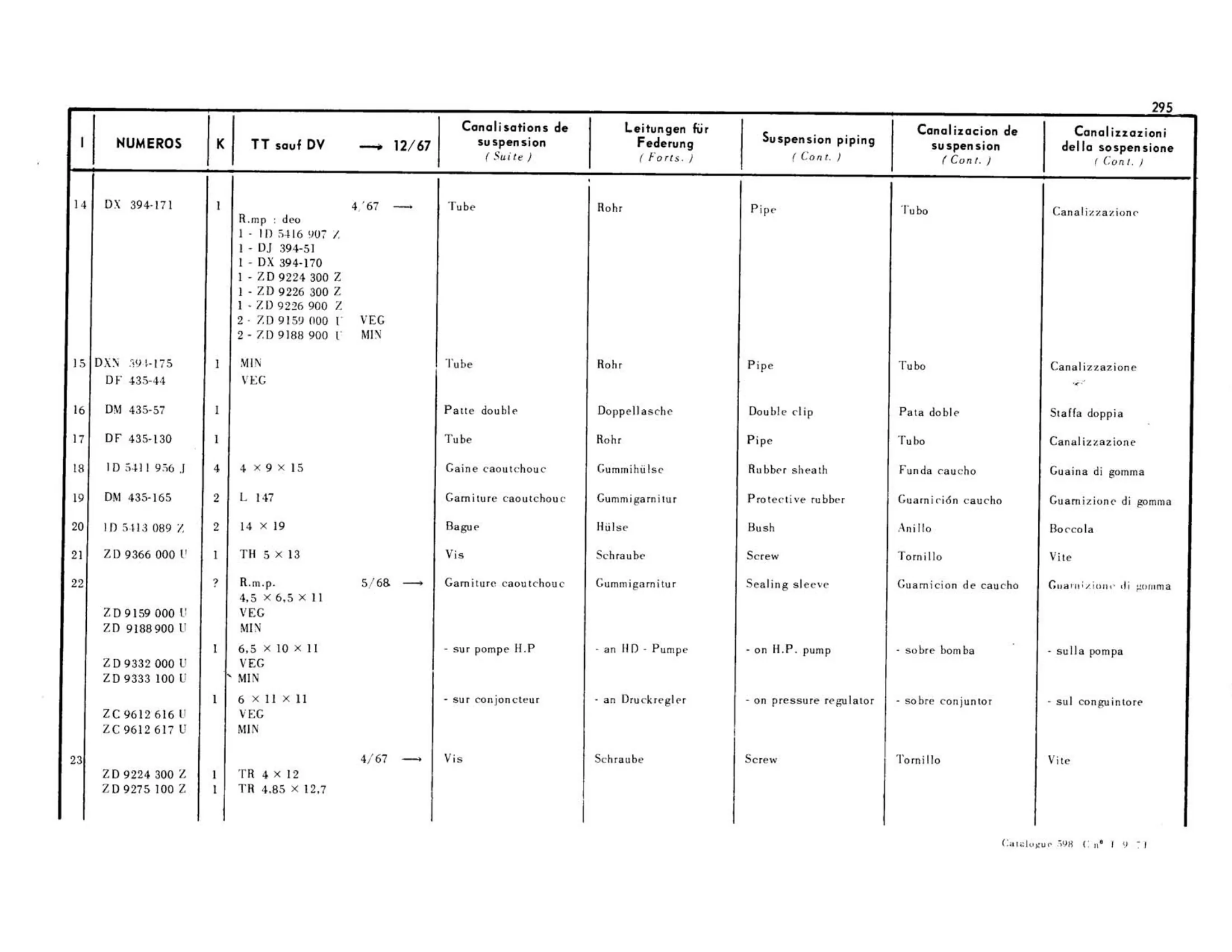 Except DV-DT, page 254 of 344 — 598 Parts Catalogue — Volume I