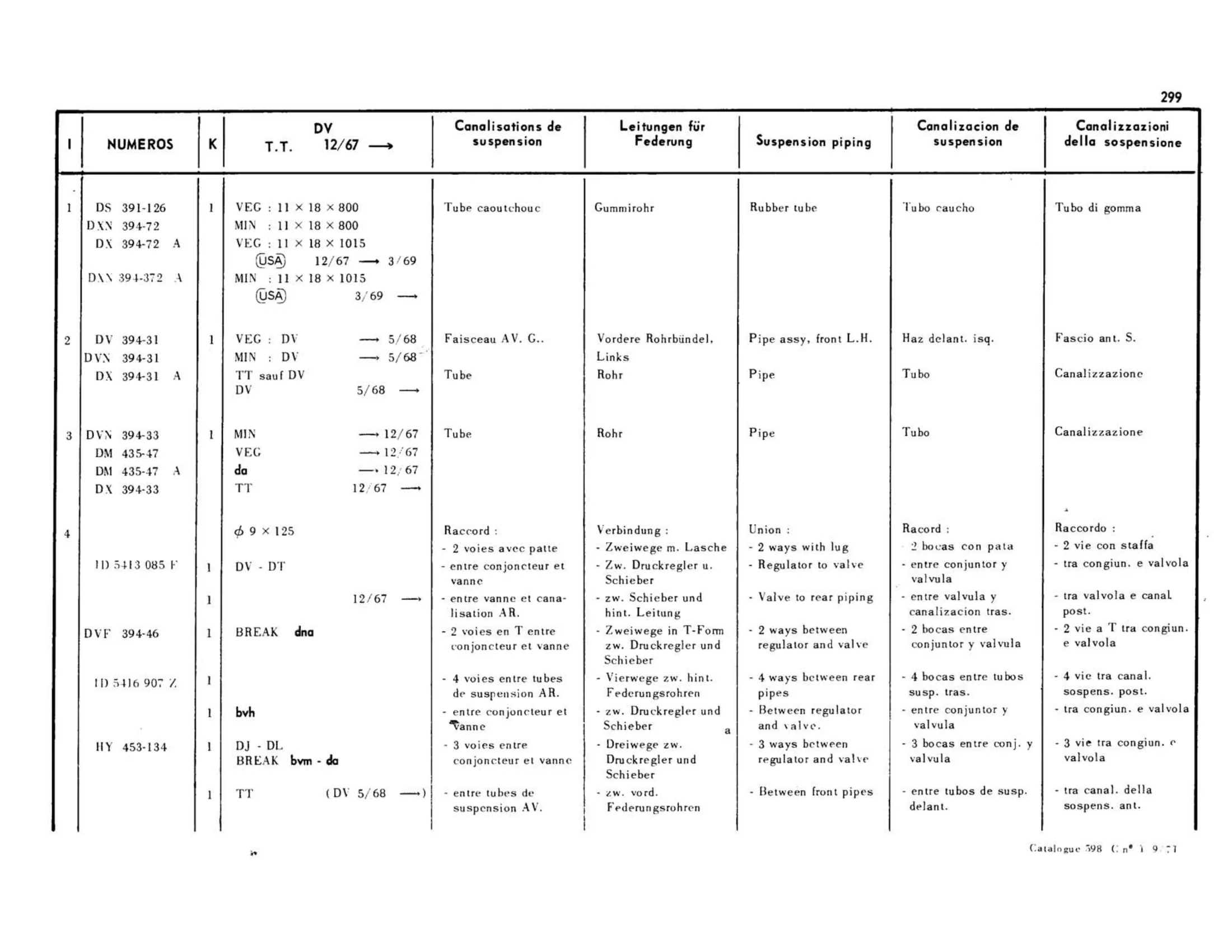 Except DV-DT, page 256 of 344 — 598 Parts Catalogue — Volume I