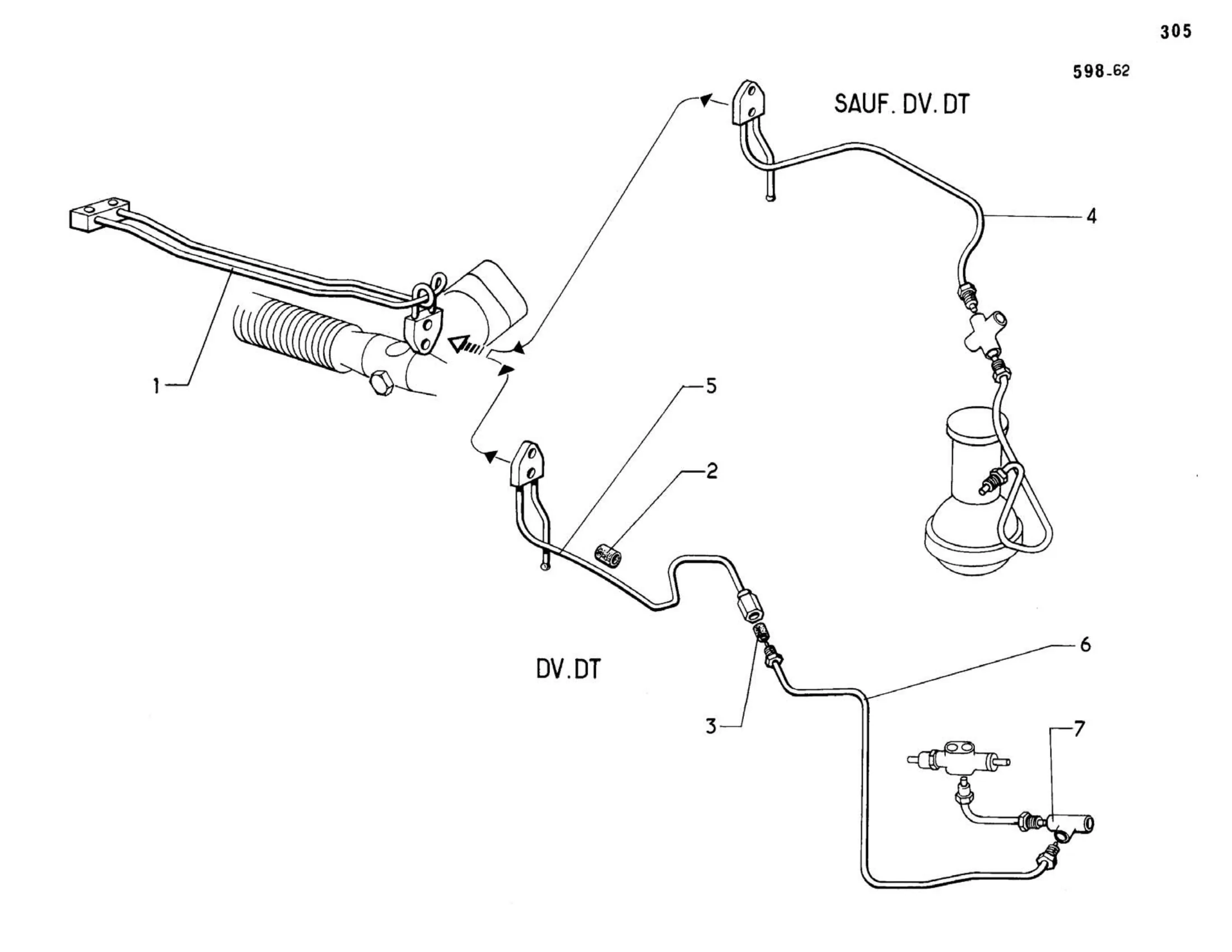 Suspension piping / Except DV, >12/67, page 259 of 344 — 598 Parts Catalogue — Volume I