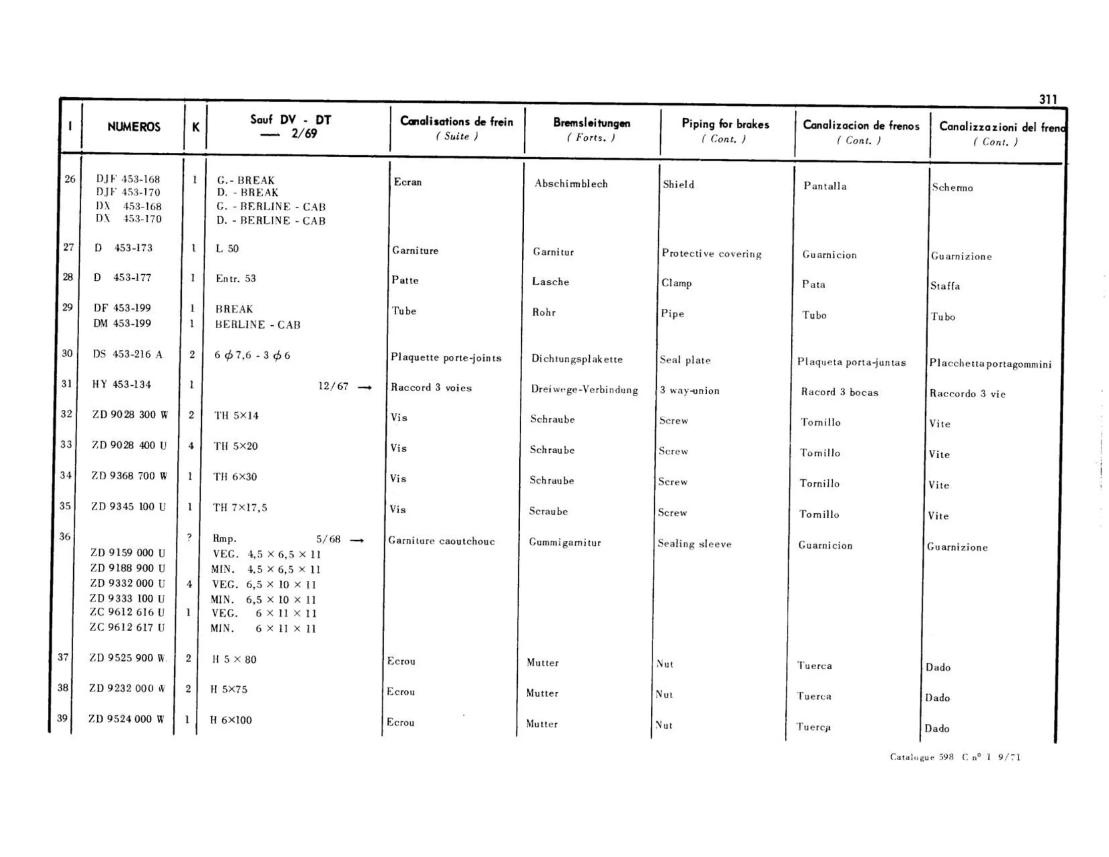 DV, all 12/67>, page 264 of 344 — 598 Parts Catalogue — Volume I