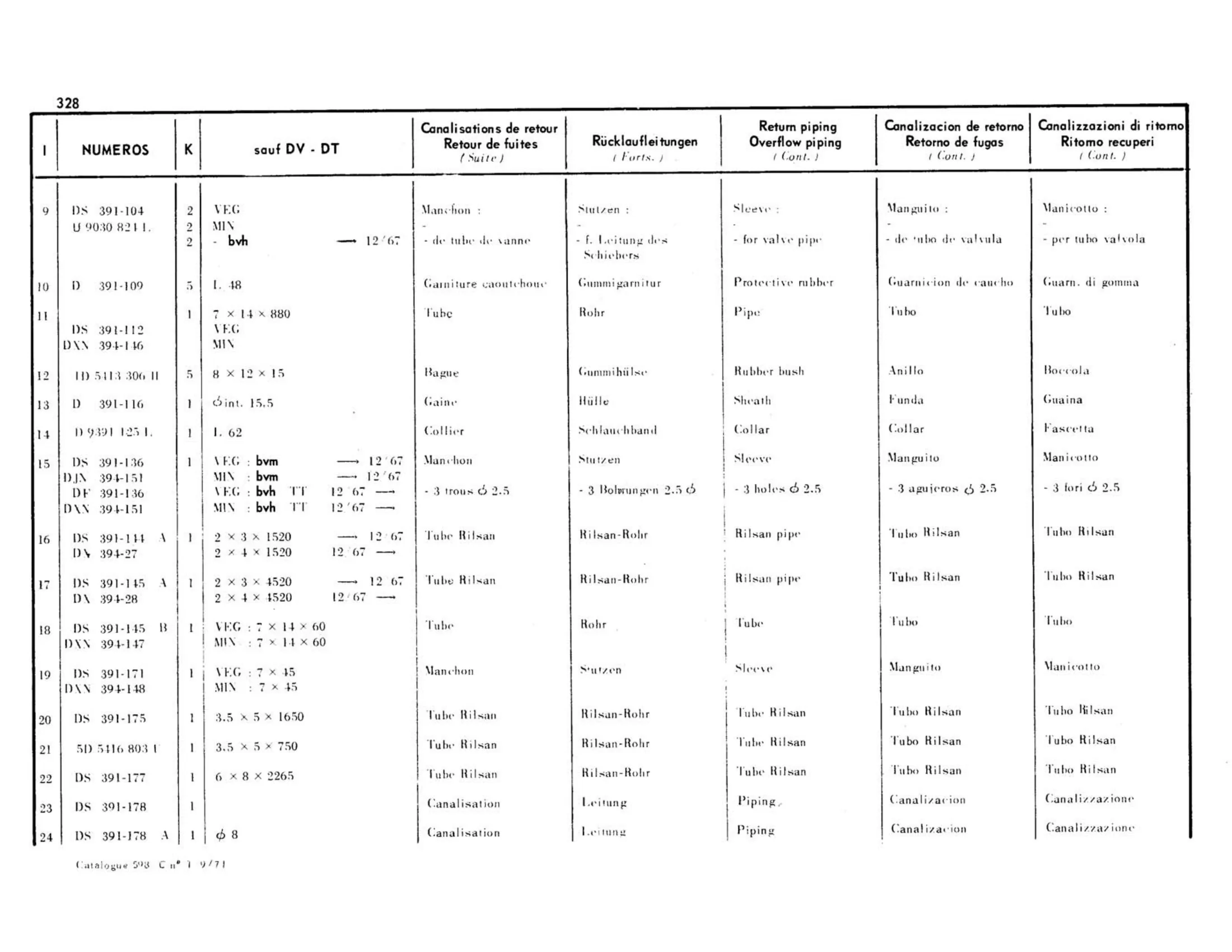 DV,DT 2/69>, page 278 of 344 — 598 Parts Catalogue — Volume I