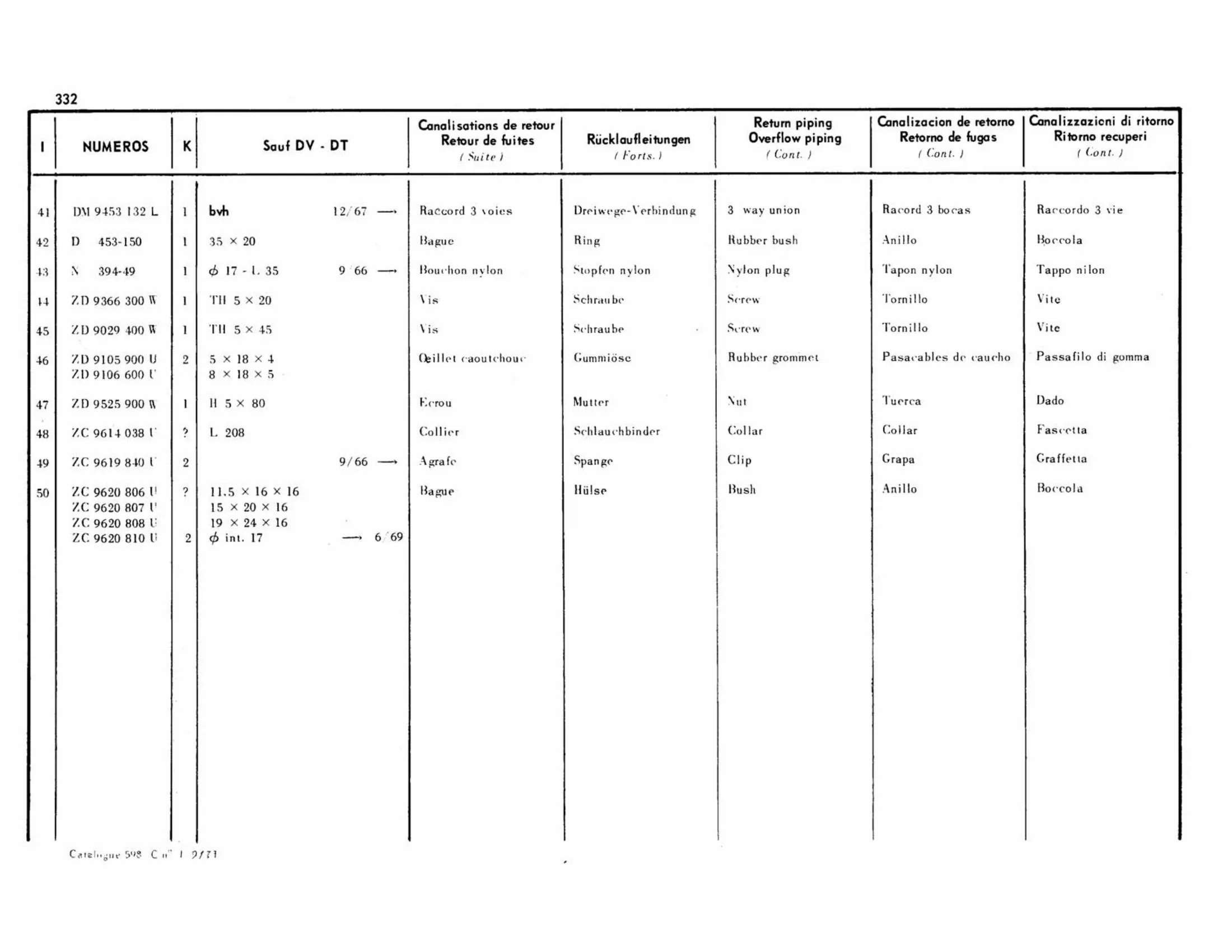 Rear, 2/69>, page 280 of 344 — 598 Parts Catalogue — Volume I