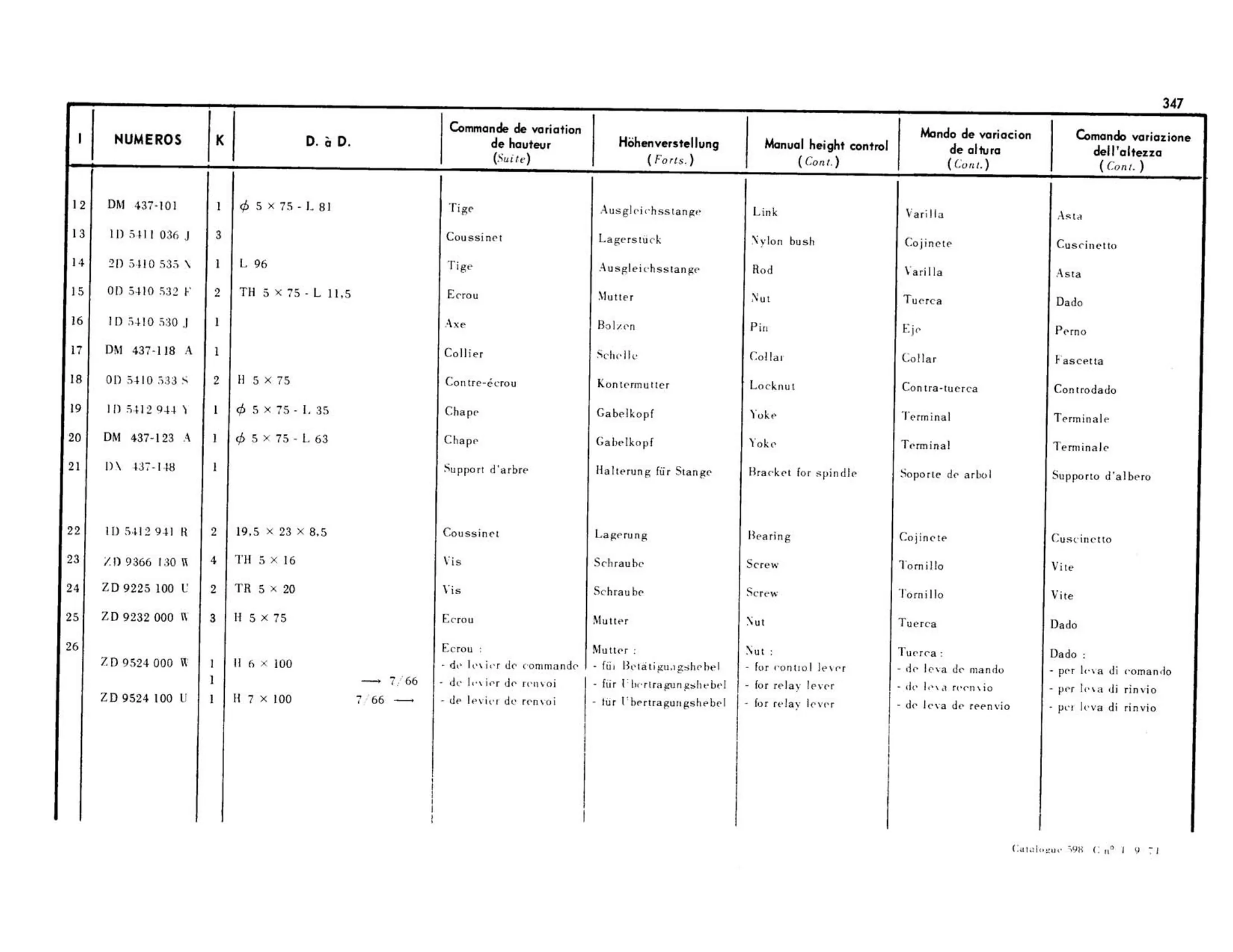 DV,DT, page 290 of 344 — 598 Parts Catalogue — Volume I