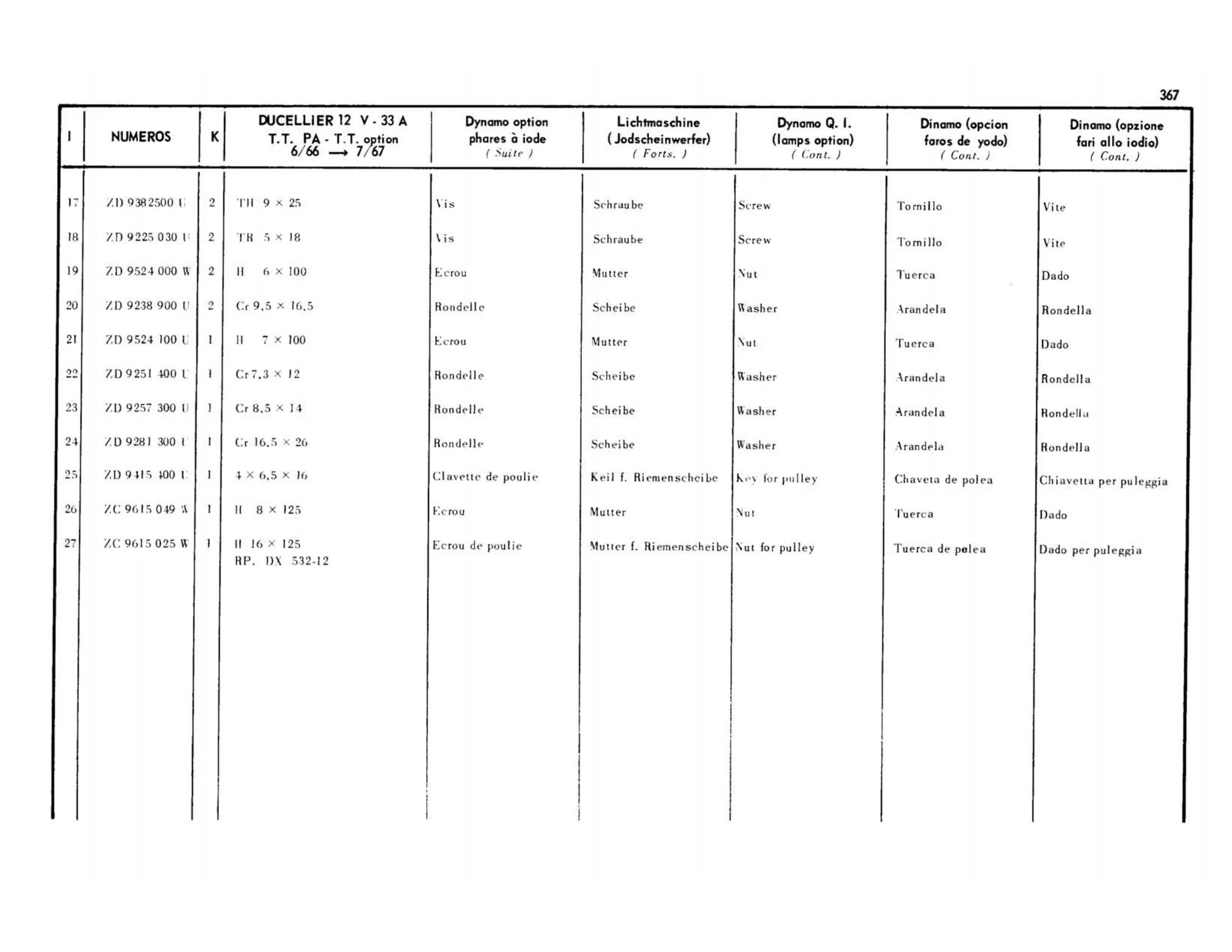 DX,DJ,DY,DL,DV,DT 9/68>, page 304 of 344 — 598 Parts Catalogue — Volume I