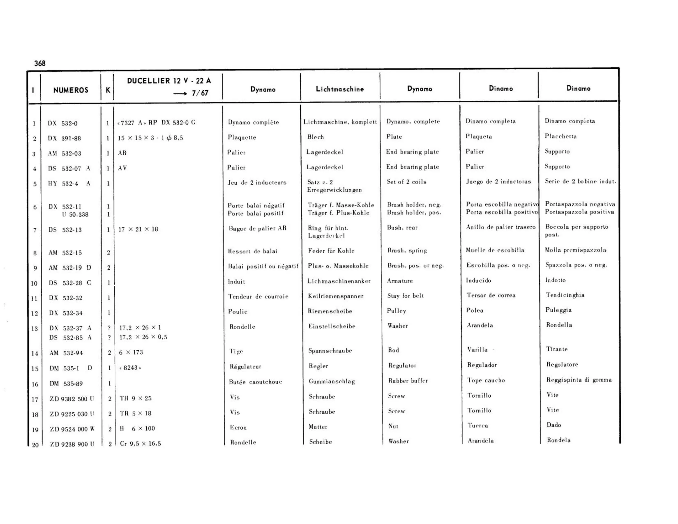 Generator, >7/67, 12v / Ducellier / 33a, DX,DJ,DY,DL 1/66-7/67, page 306 of 344 — 598 Parts Catalogue — Volume I