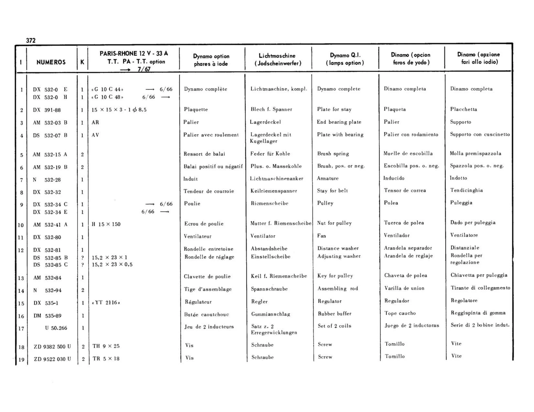 33a, Pallas, all optional, 6/66-7/67, page 309 of 344 — 598 Parts Catalogue — Volume I