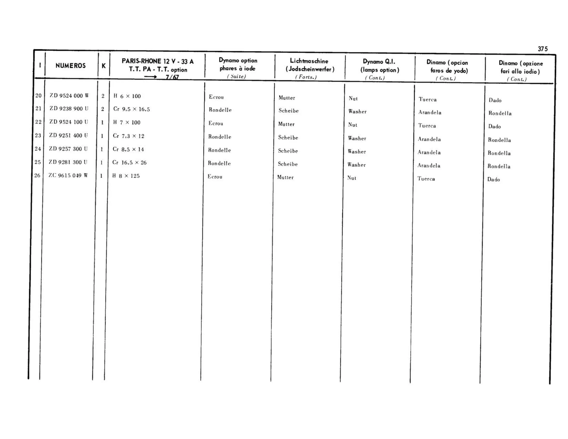 33a, Pallas, all optional, 6/66-7/67, page 310 of 344 — 598 Parts Catalogue — Volume I