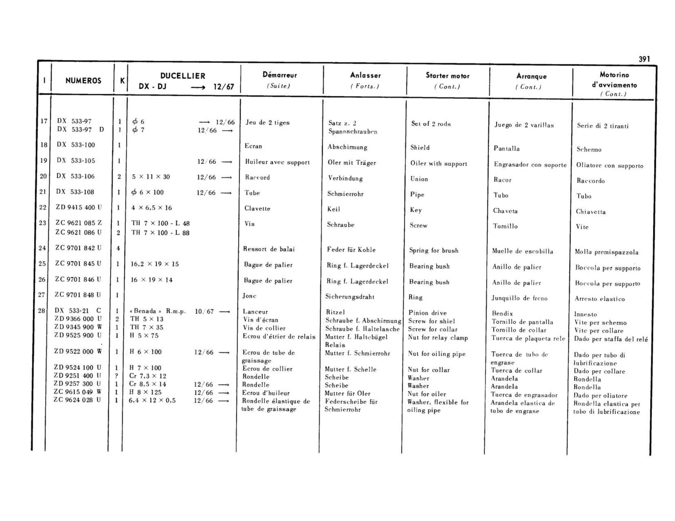 Alternator / Ducellier 11/67, page 322 of 344 — 598 Parts Catalogue — Volume I