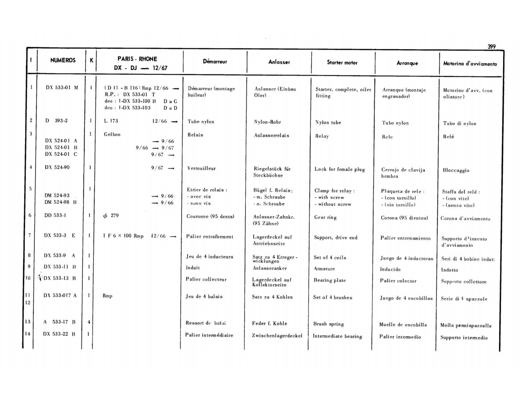 DY,DL,DV >9/68, page 329 of 344 — 598 Parts Catalogue — Volume I