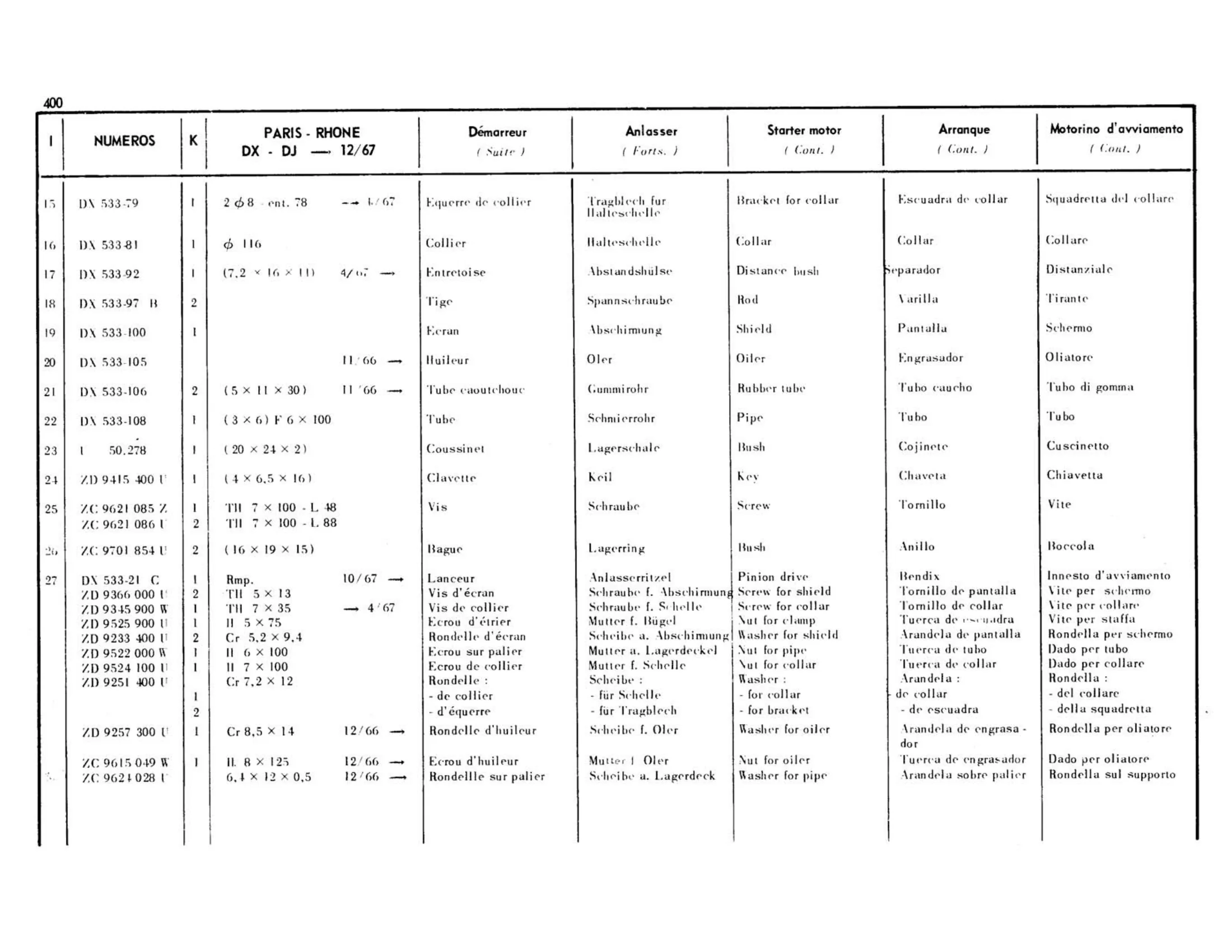 DY,DL,DV >9/68, page 330 of 344 — 598 Parts Catalogue — Volume I