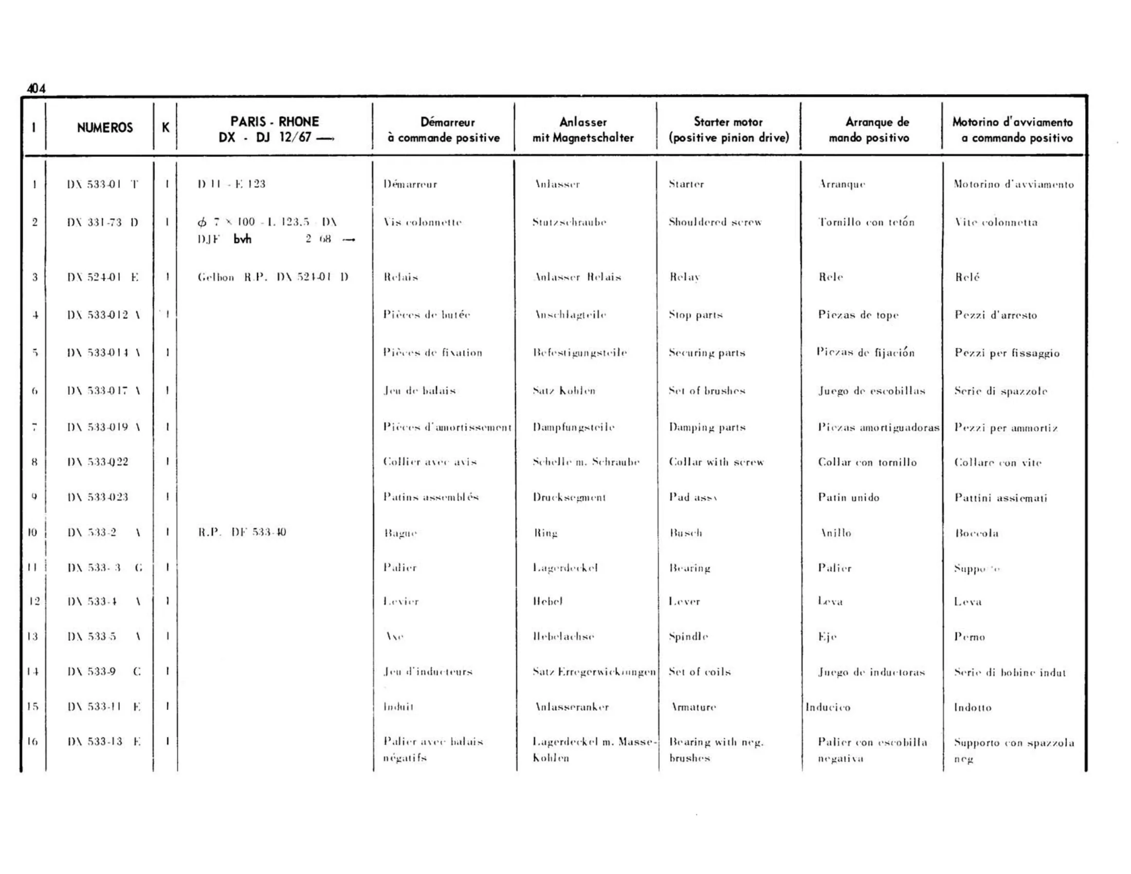 Paris-Rhone / DX,DJ >12/67, page 334 of 344 — 598 Parts Catalogue — Volume I