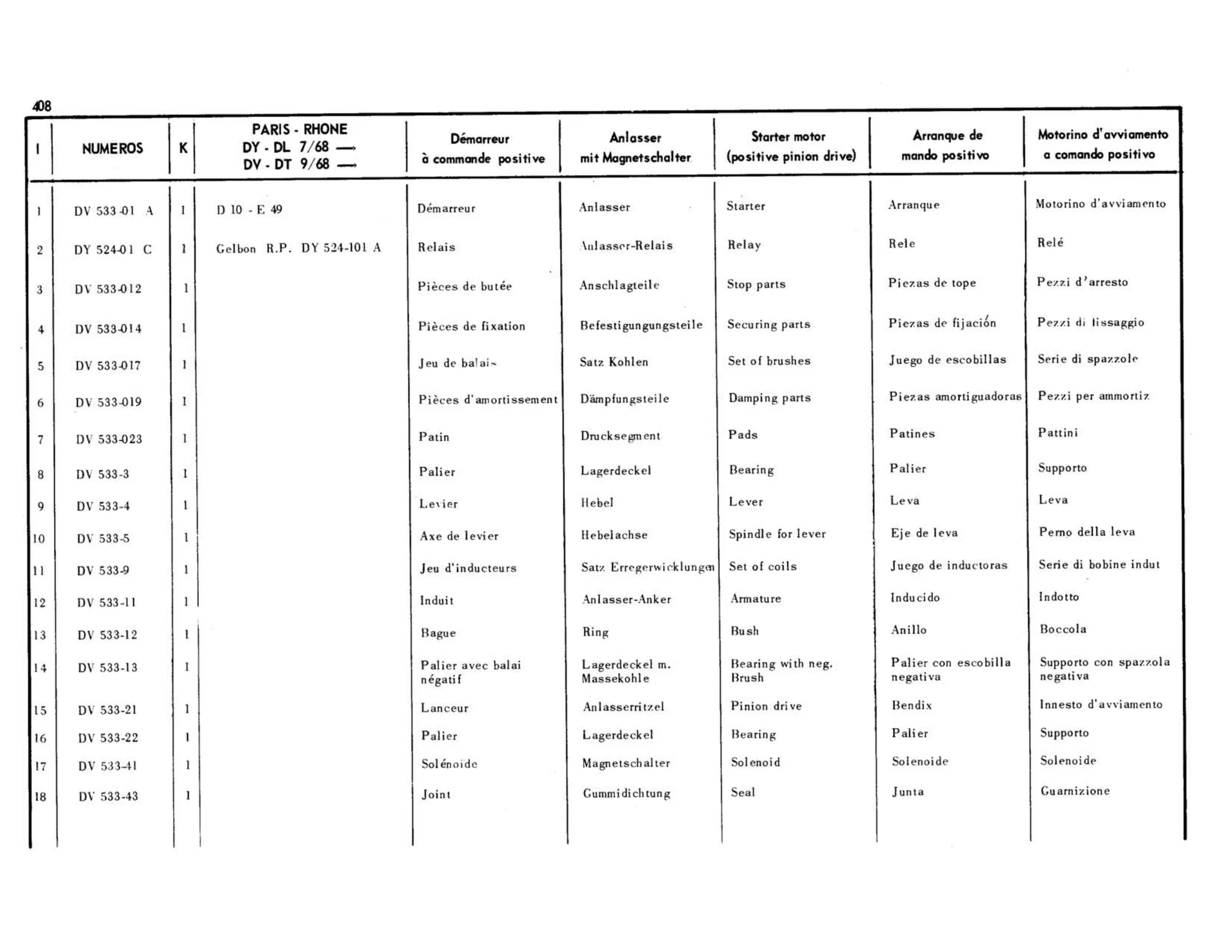 DY,DL >7/68, DV,DT >9/68, page 337 of 344 — 598 Parts Catalogue — Volume I