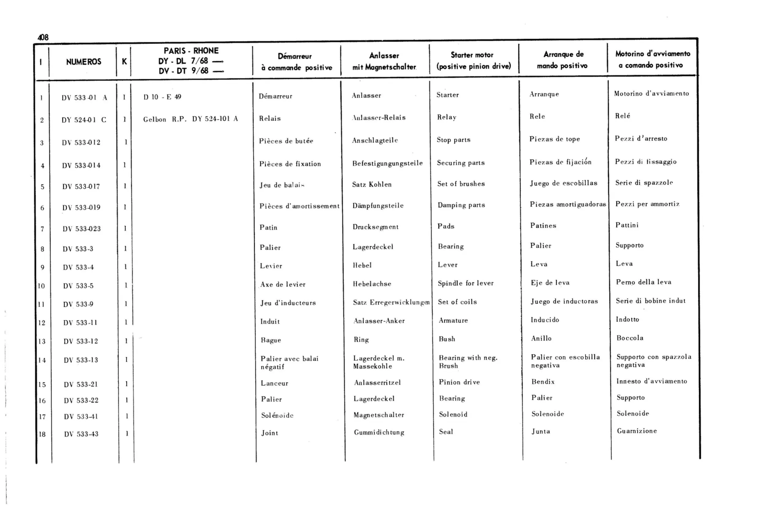 DY,DL 7/68>, DV,DT 9/68>, page 343 of 344 — 598 Parts Catalogue — Volume I
