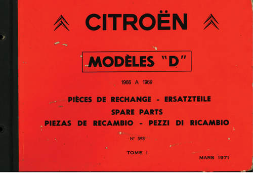 Tome I, page 1 — 598 Parts Catalogue — Volume I