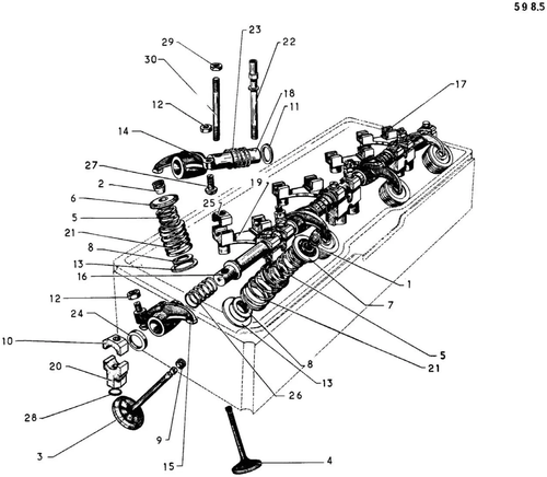 Valves and rocker arms, page 59 — 598 Parts Catalogue — Volume I