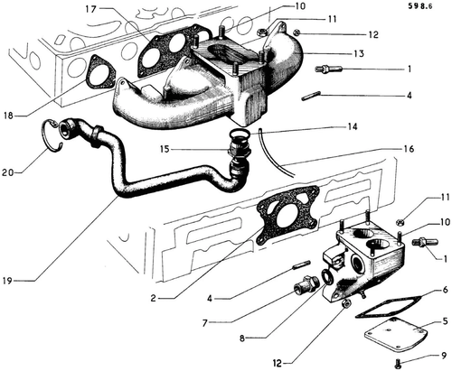 Inlet manifold, page 62 — 598 Parts Catalogue — Volume I