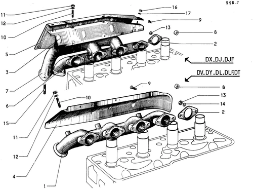 Exhaust manifold, page 66 — 598 Parts Catalogue — Volume I