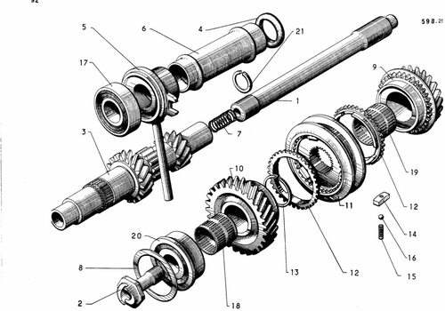 Shafts, pinions, page 112 — 598 Parts Catalogue — Volume I