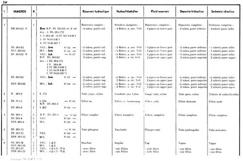 Brake accumulator, page 218 — 598 Parts Catalogue — Volume I