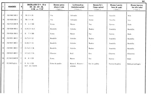 DX,DJ,DY,DL,DV,DT 9/68>, page 301 — 598 Parts Catalogue — Volume I