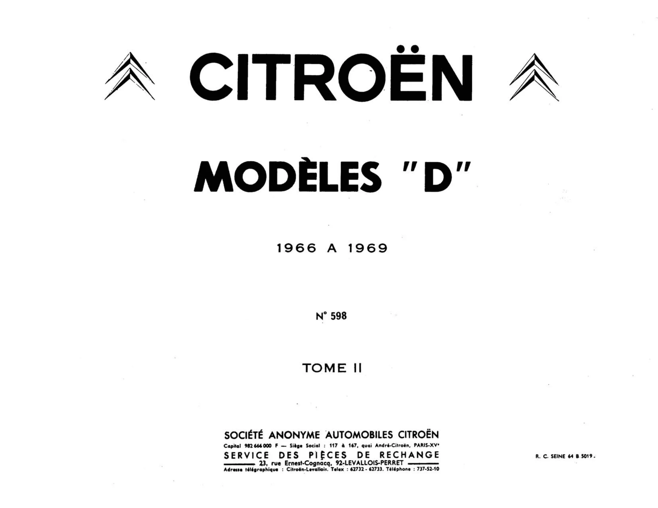 Tome II, page 2 of 503 — 598 Parts Catalogue — Volume II