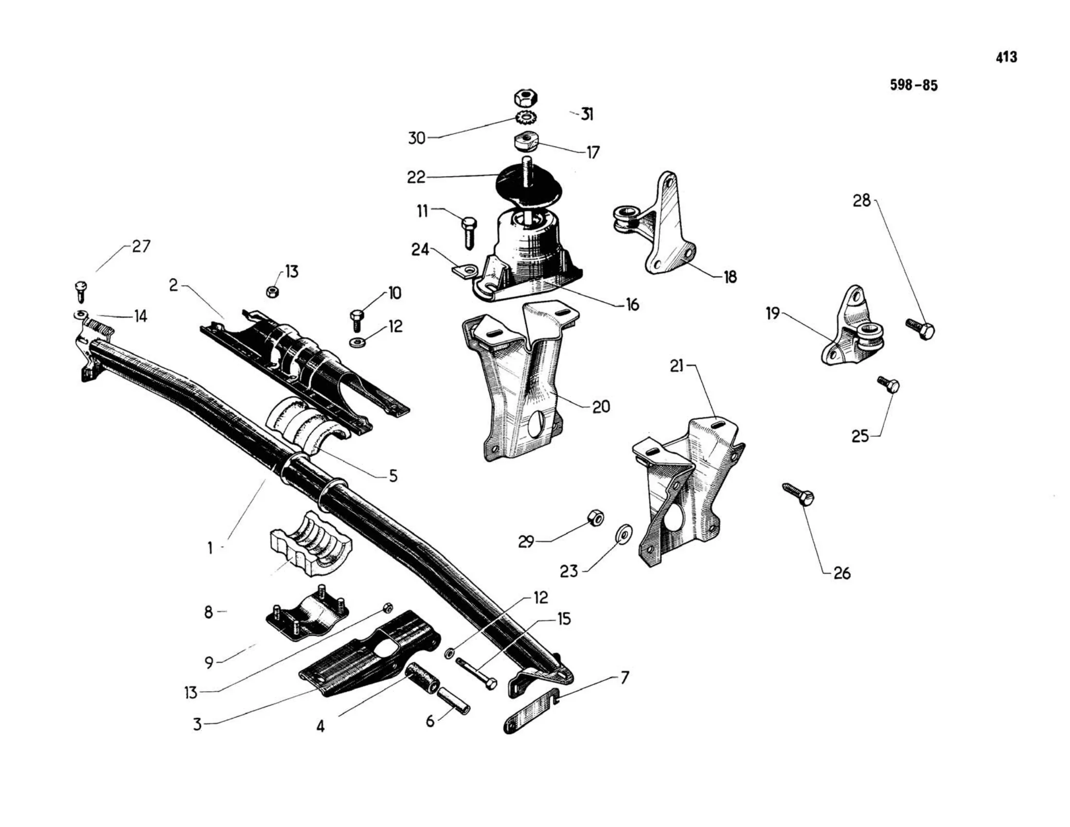 Engine, gearbox suspension, page 53 of 503 — 598 Parts Catalogue — Volume II
