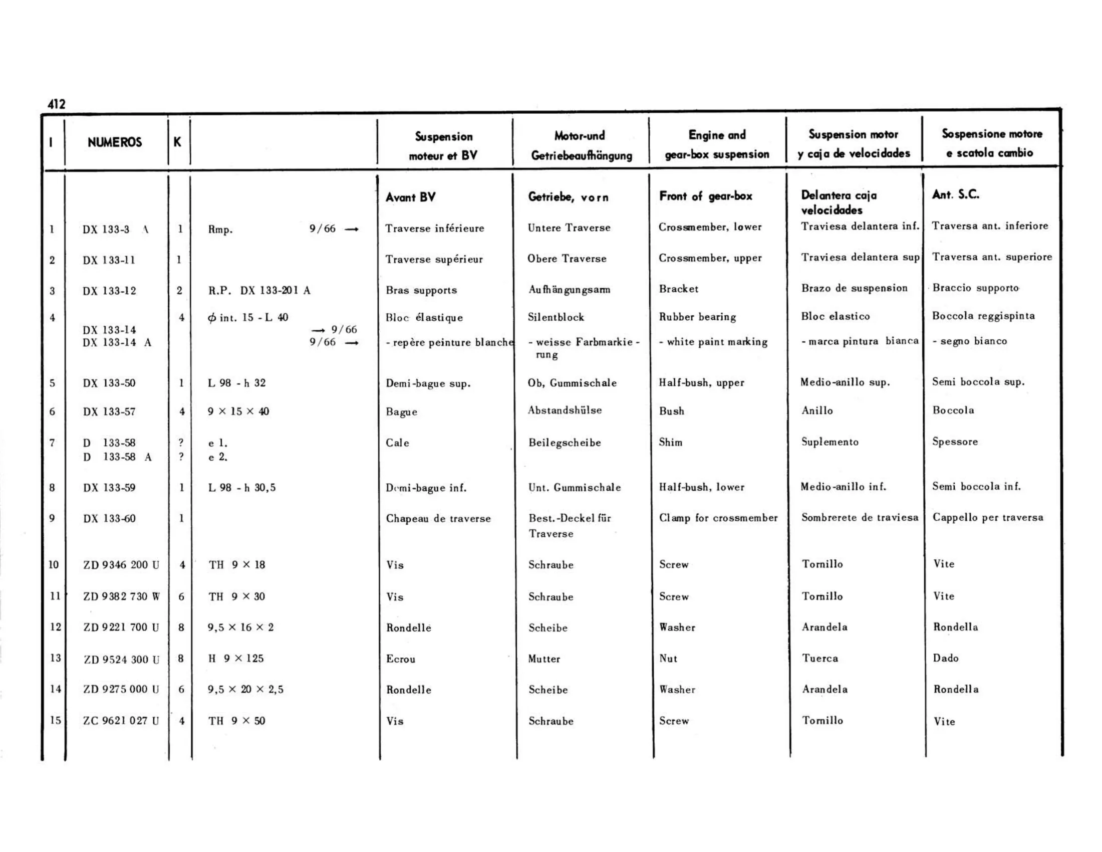 Engine, gearbox suspension, page 54 of 503 — 598 Parts Catalogue — Volume II