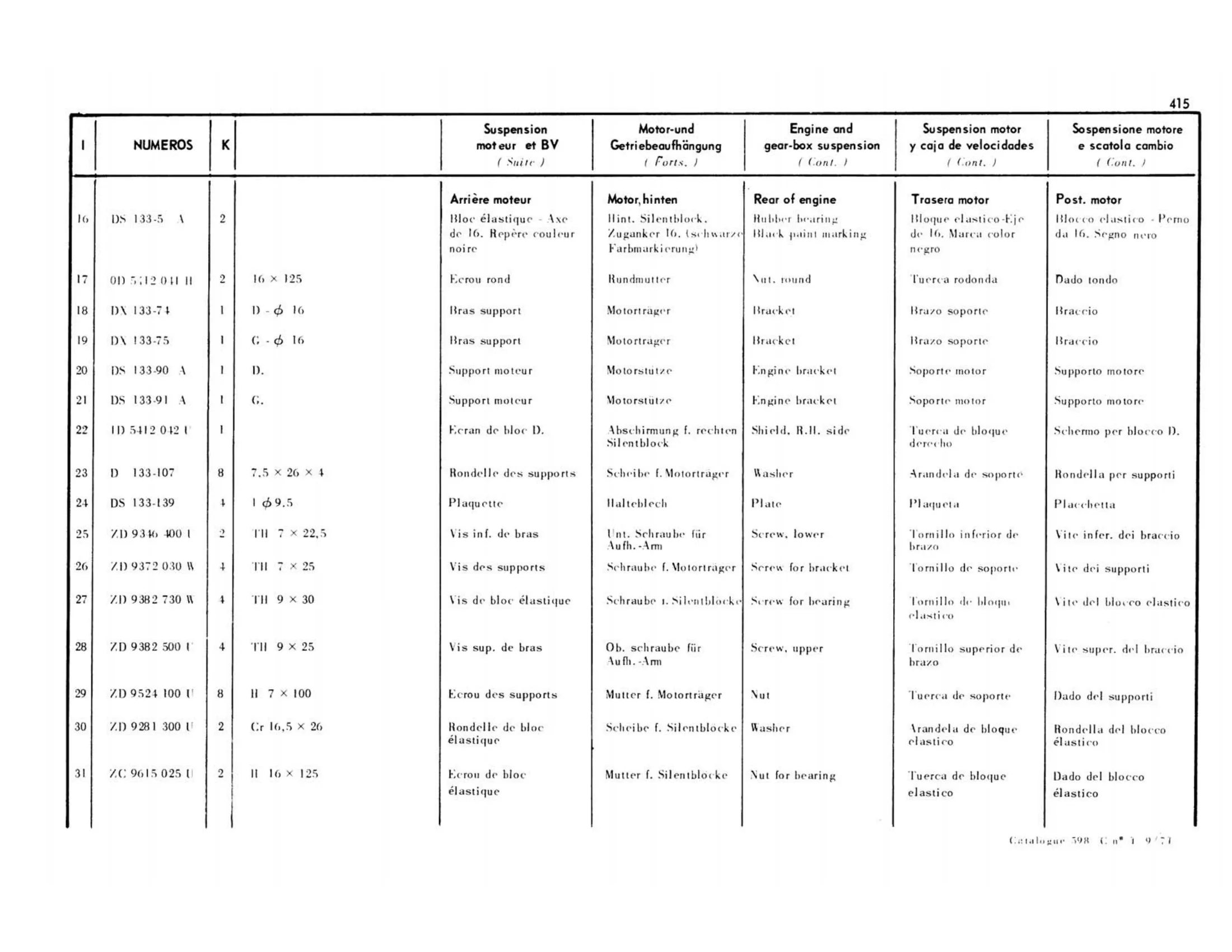 Engine, gearbox suspension, page 55 of 503 — 598 Parts Catalogue — Volume II