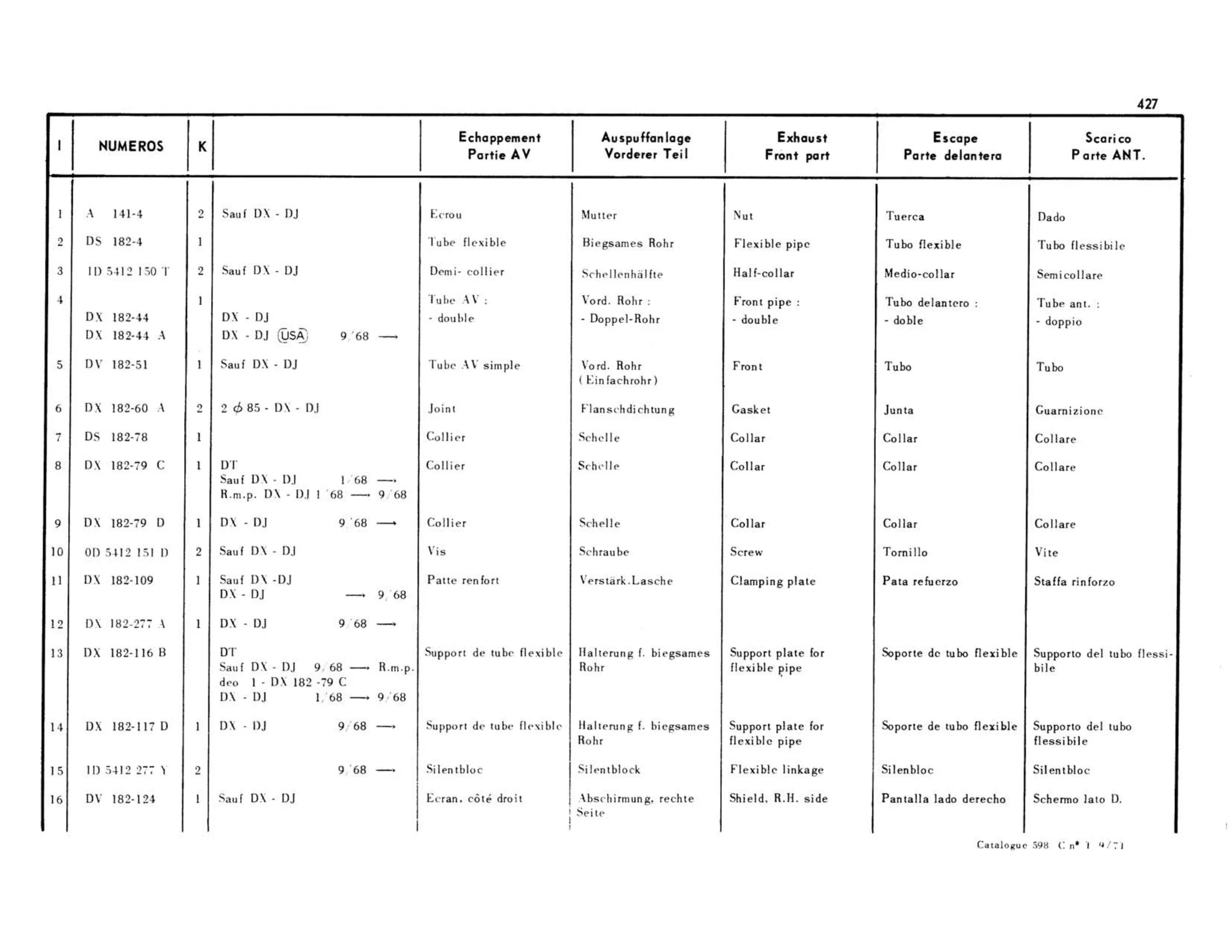 Front exhaust, page 64 of 503 — 598 Parts Catalogue — Volume II