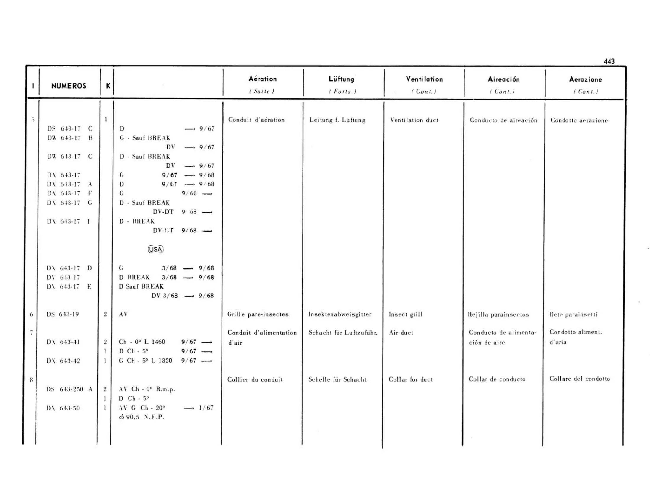 Cabin ventilation, page 76 of 503 — 598 Parts Catalogue — Volume II