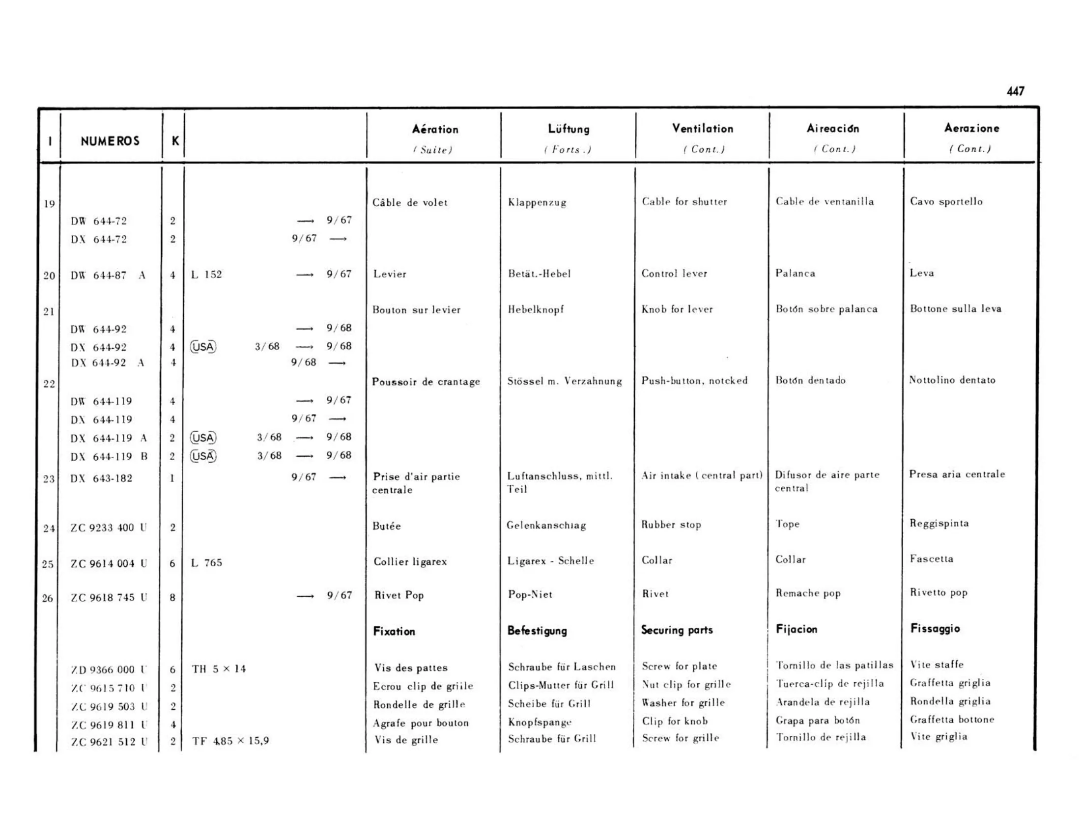 Cabin ventilation, page 78 of 503 — 598 Parts Catalogue — Volume II