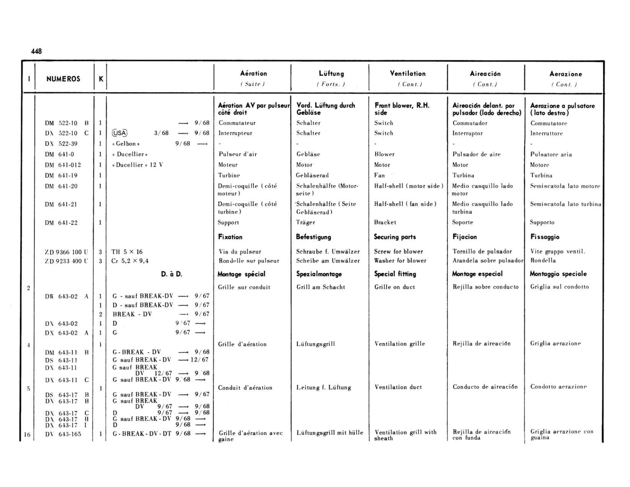Right hand drive, page 79 of 503 — 598 Parts Catalogue — Volume II