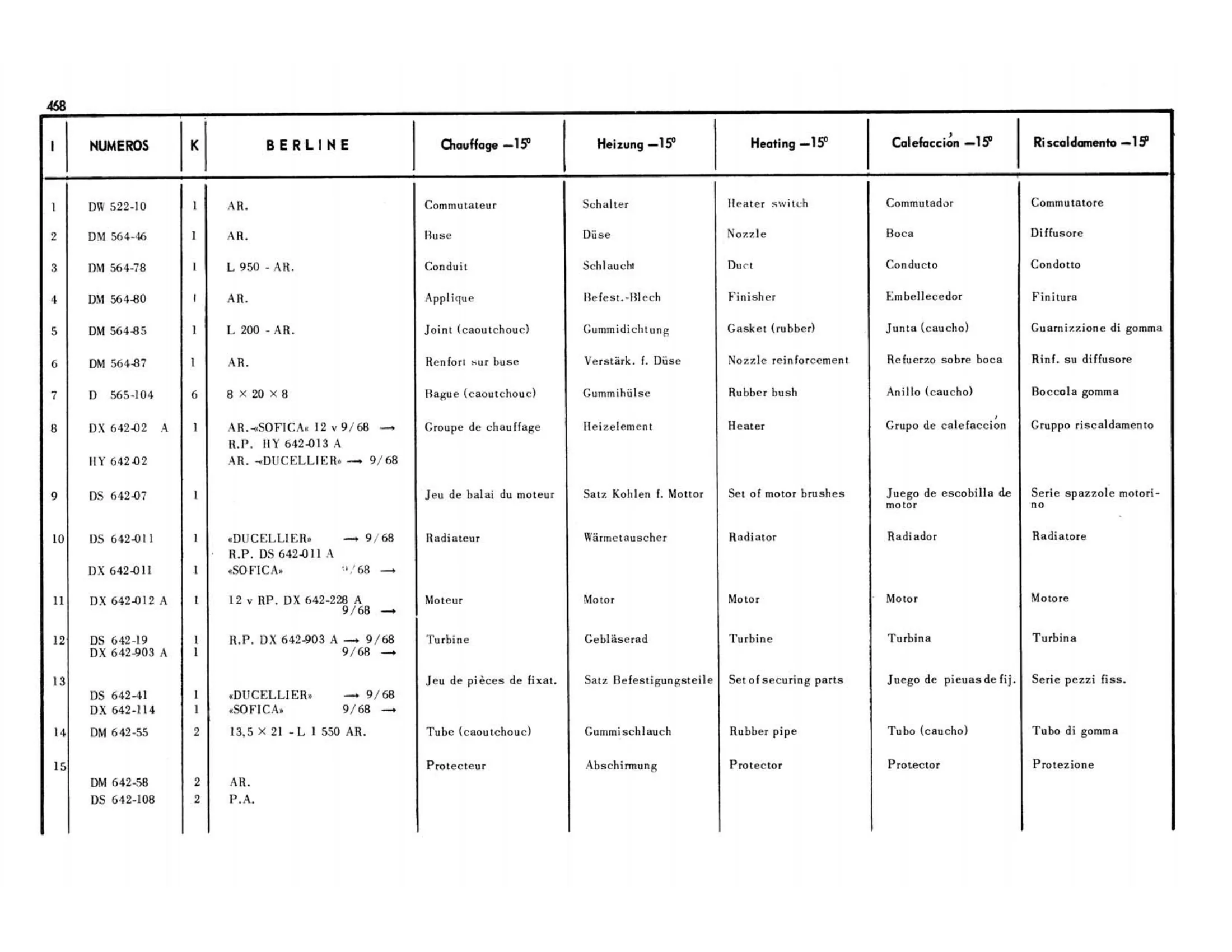 Berline, page 93 of 503 — 598 Parts Catalogue — Volume II