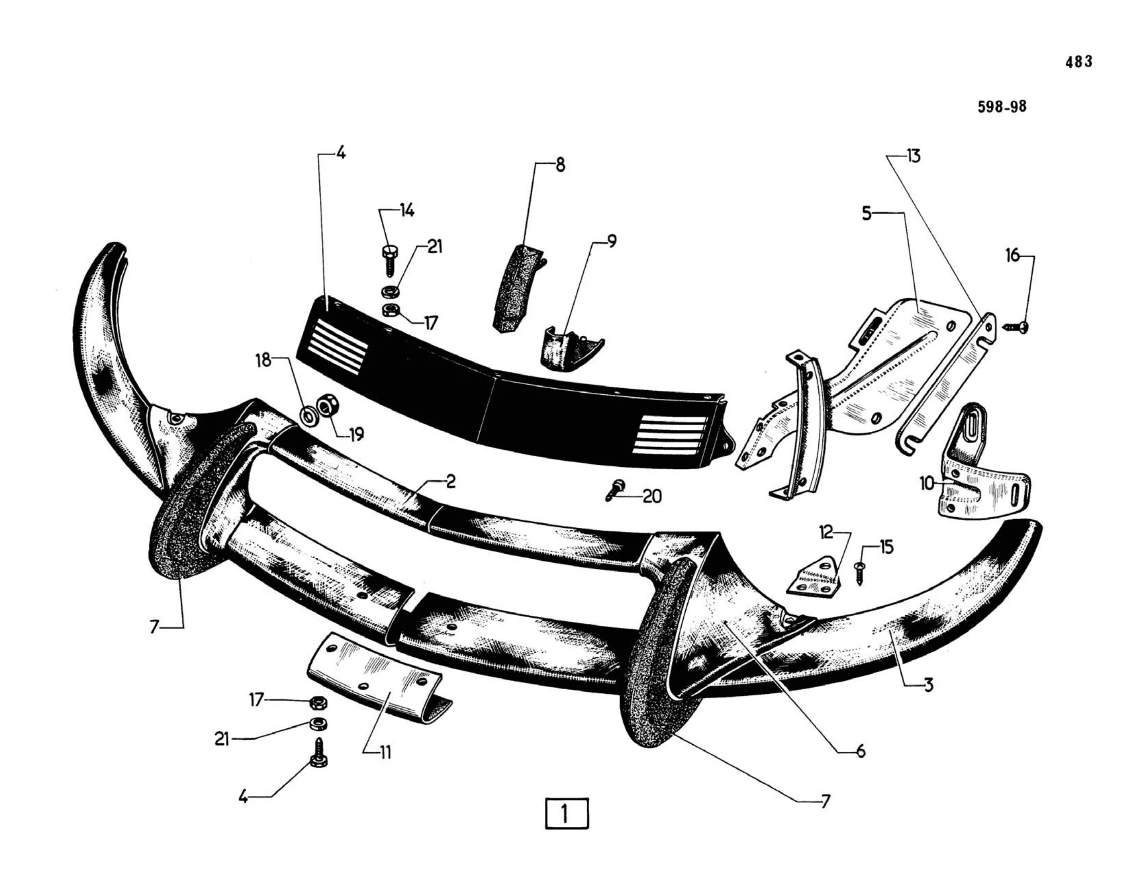 Front bumper >9/67, page 103 of 503 — 598 Parts Catalogue — Volume II