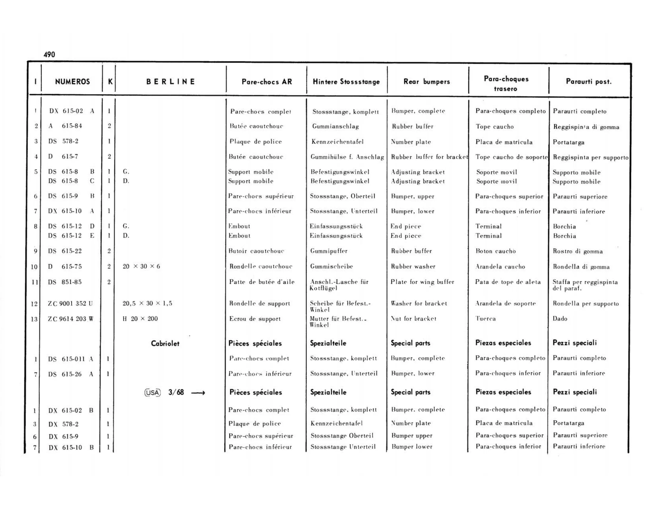 Berline, page 110 of 503 — 598 Parts Catalogue — Volume II
