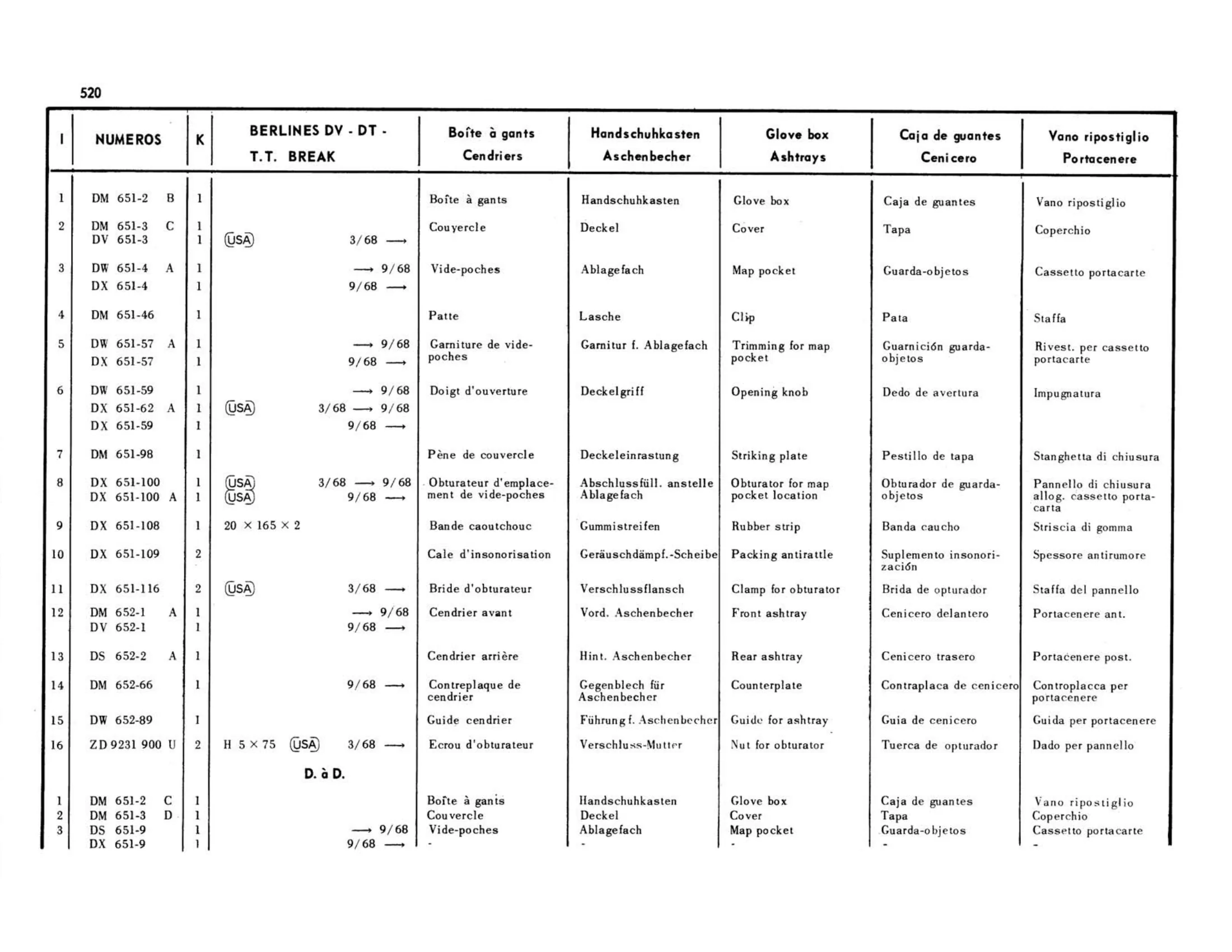Right hand drive, page 130 of 503 — 598 Parts Catalogue — Volume II