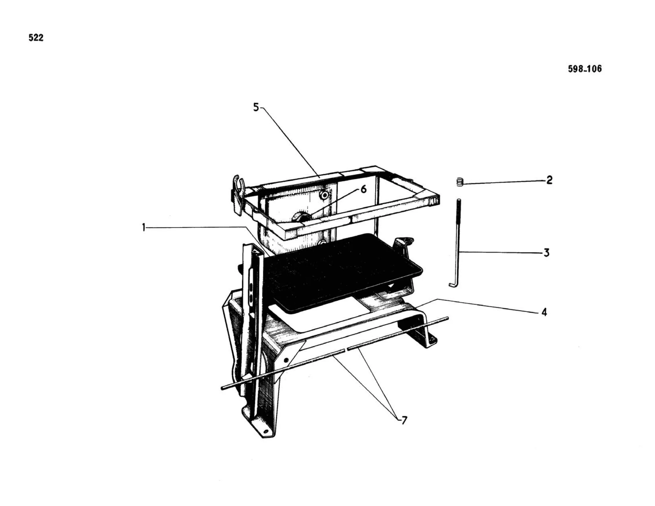 Battery tray all >9/66, optional heater 9/68>, page 131 of 503 — 598 Parts Catalogue — Volume II