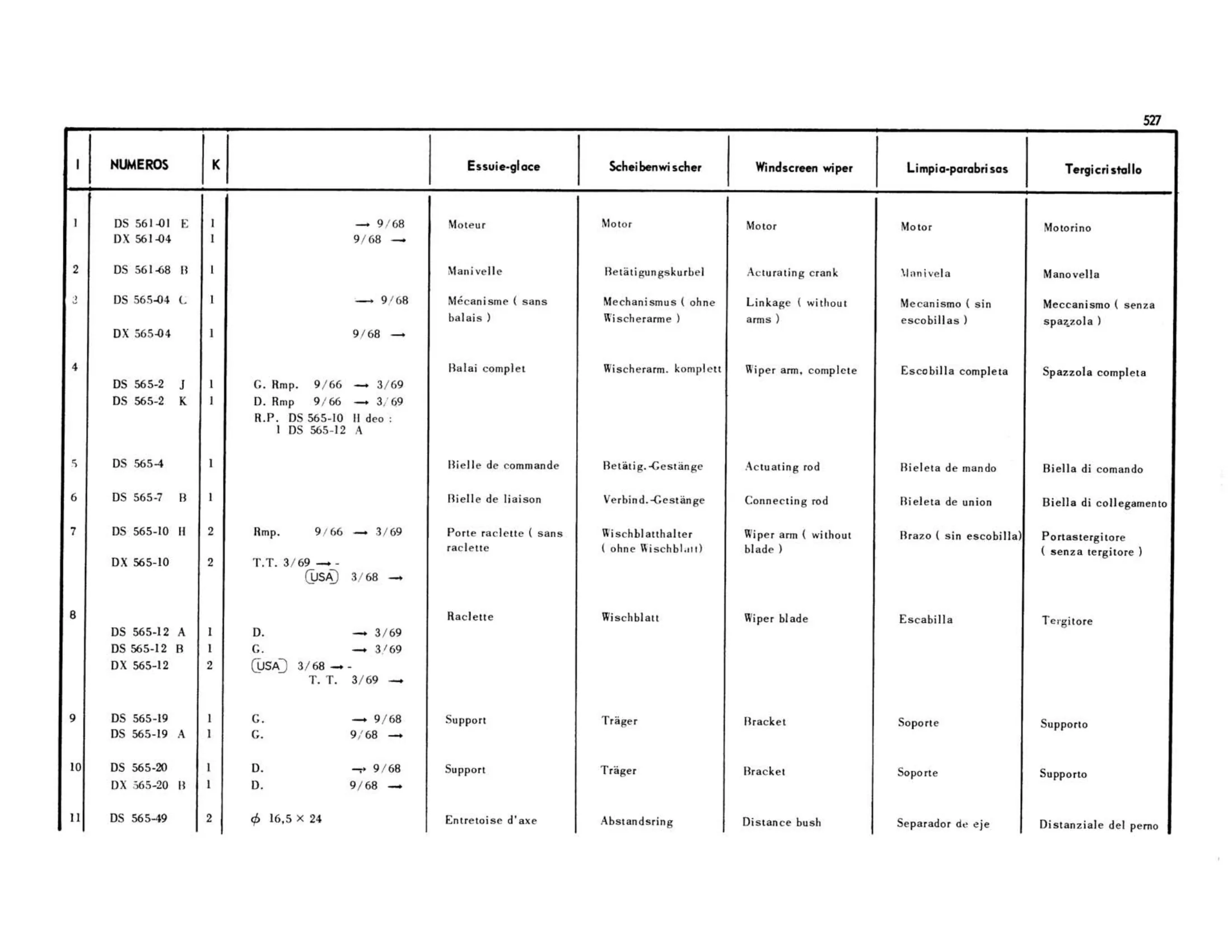 Windshield wipers, page 136 of 503 — 598 Parts Catalogue — Volume II