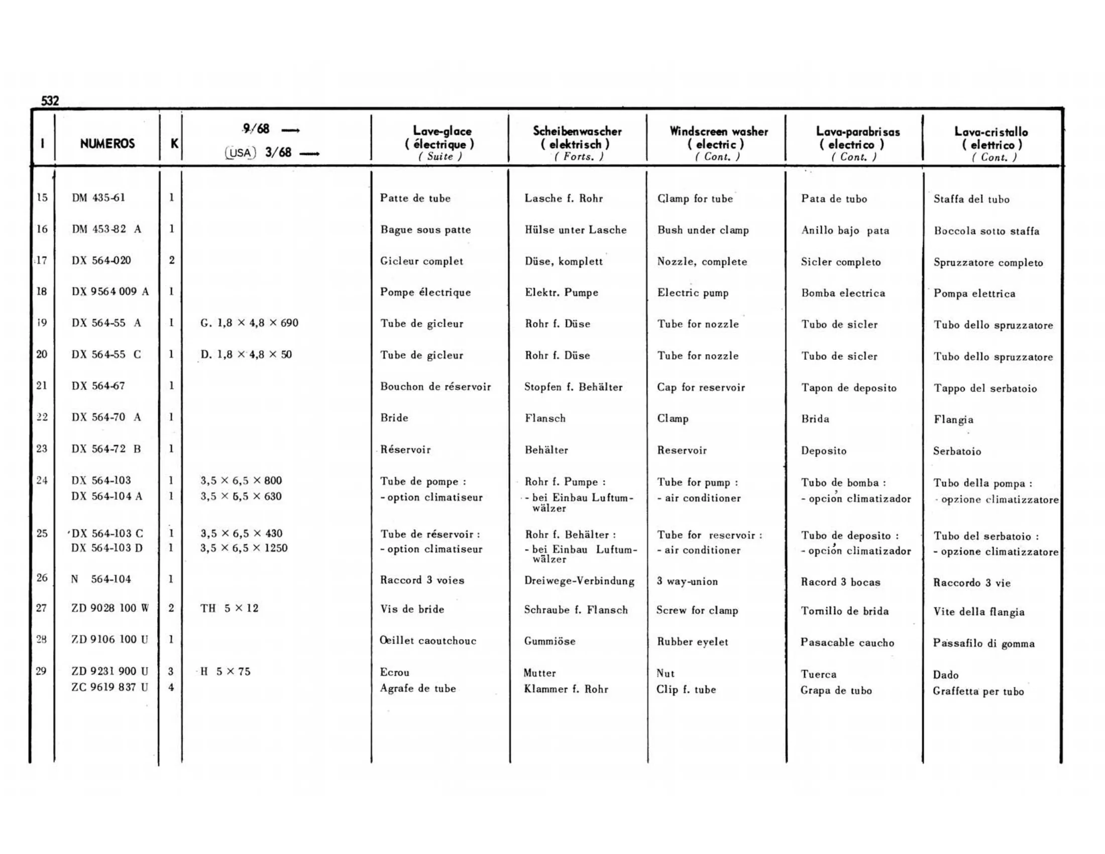 9/68> USA 3/68>, page 140 of 503 — 598 Parts Catalogue — Volume II